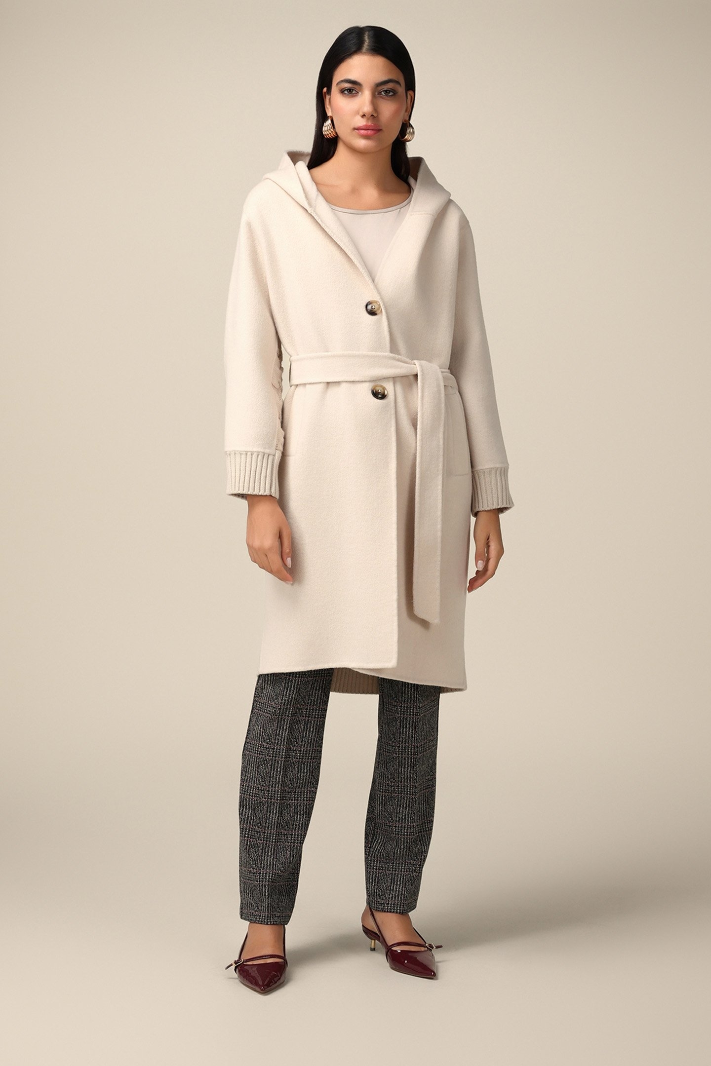 CLOTH AND KNIT COAT BEIGE 1