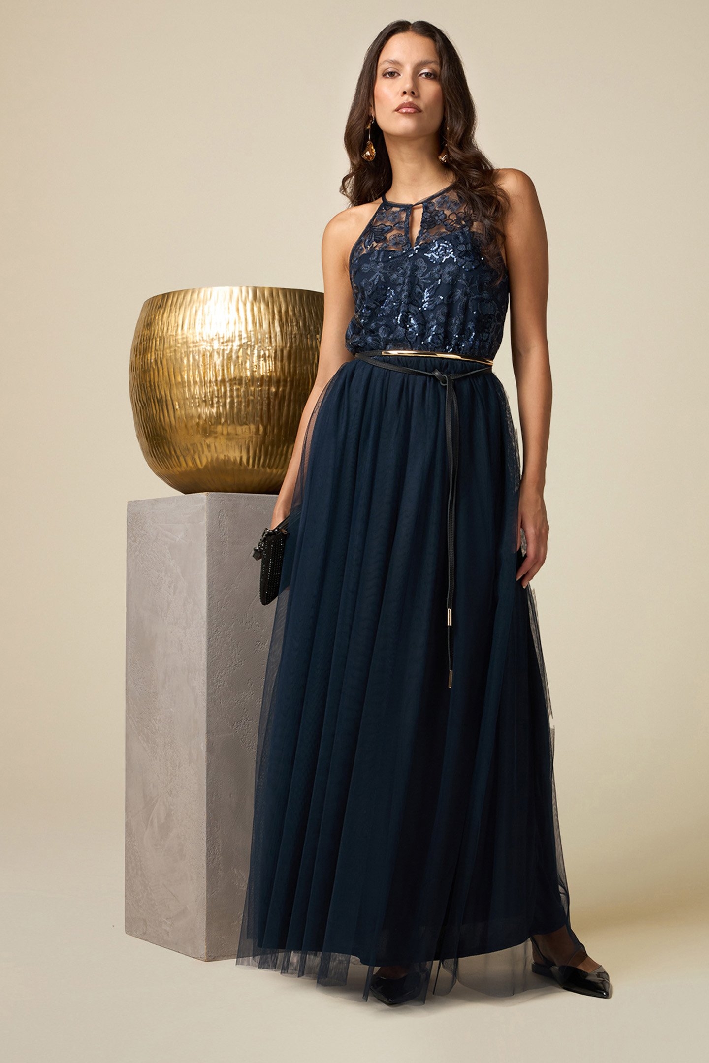 TULLE DRESS WITH EMBROIDERED BODICE BLUE 4
