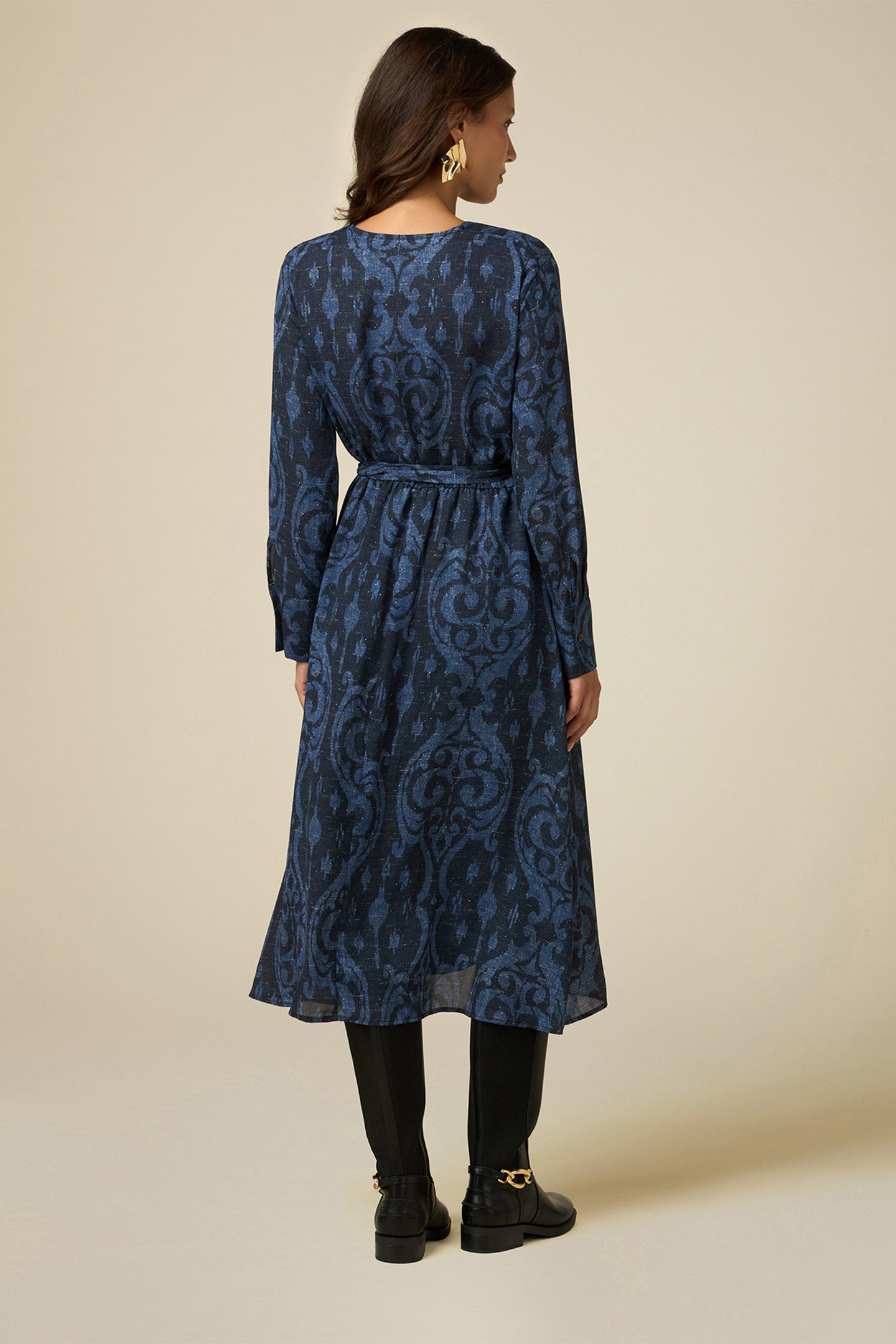 PATTERNED MIDI DRESS BLUE 2