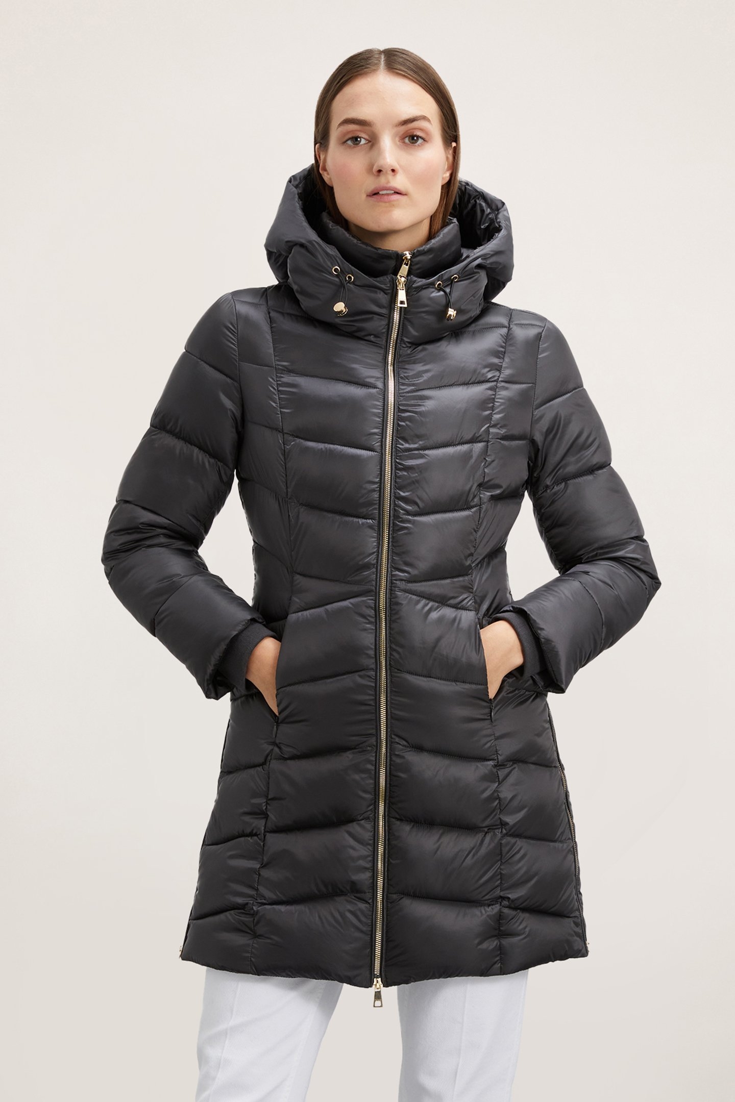 HOODED SLIM DOWN JACKET GREY 1