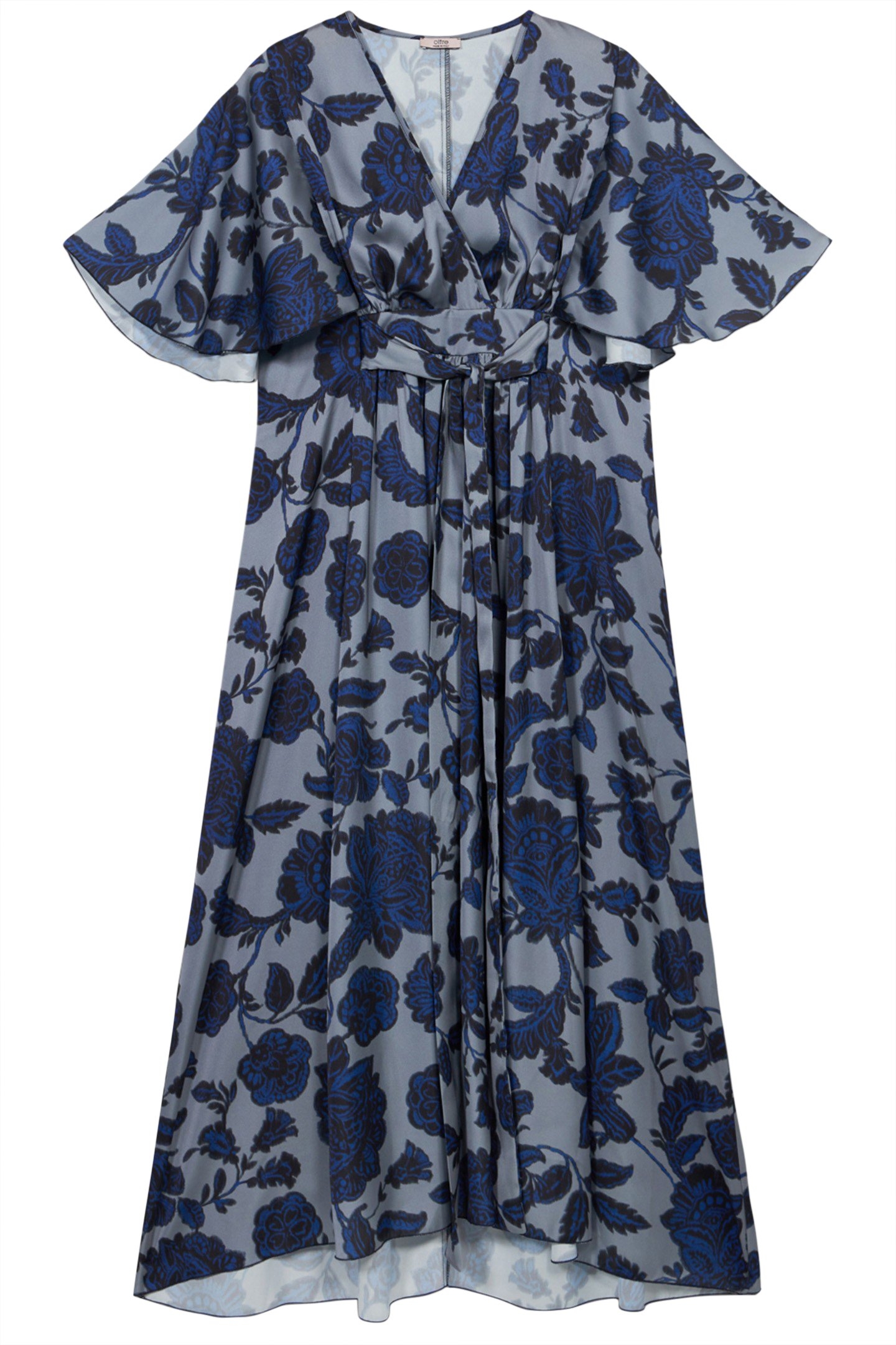 PATTERNED SATIN MIDI DRESS BLUE 3