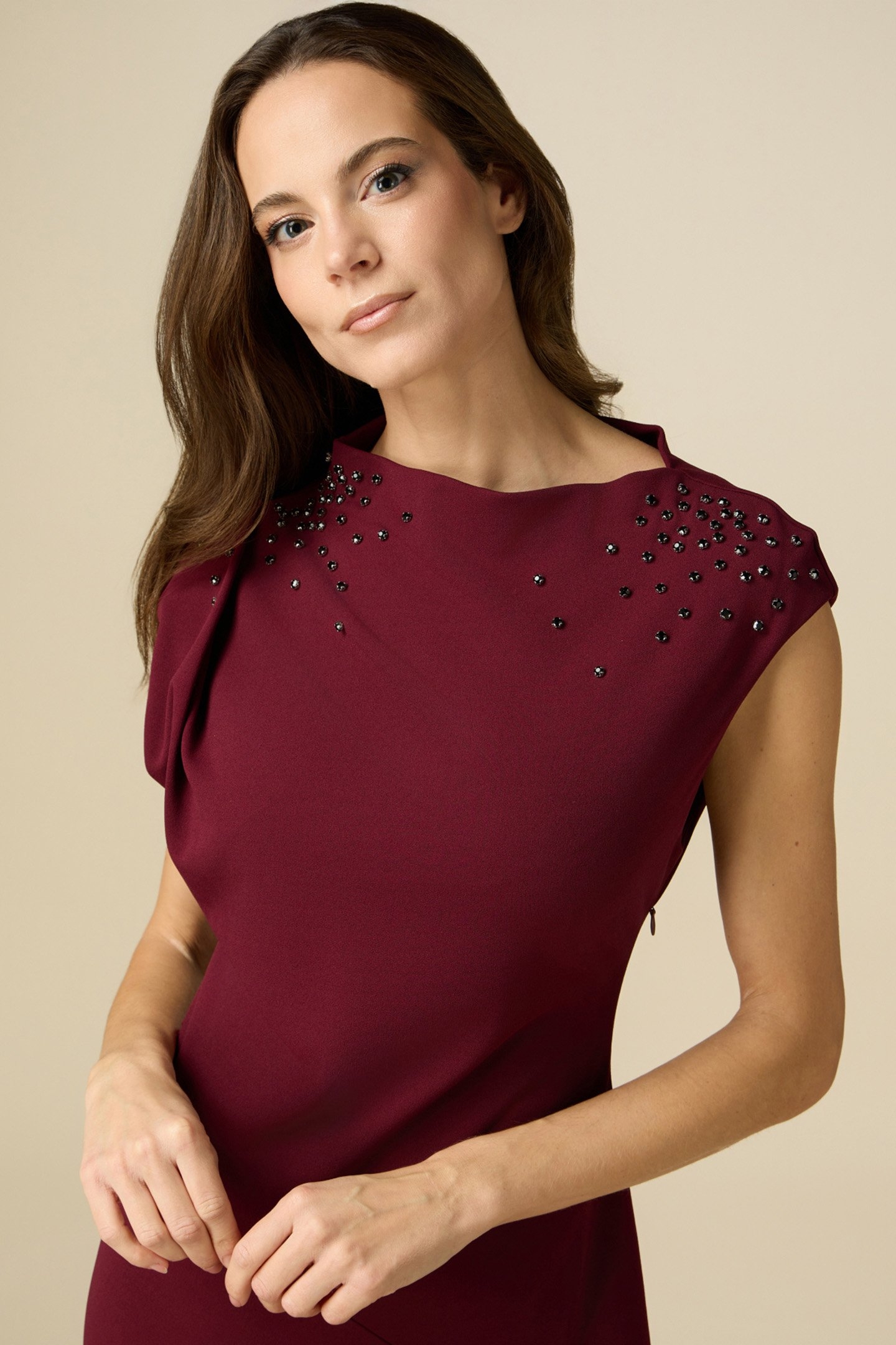 MIDI DRESS WITH SET STONES BORDEAUX 4