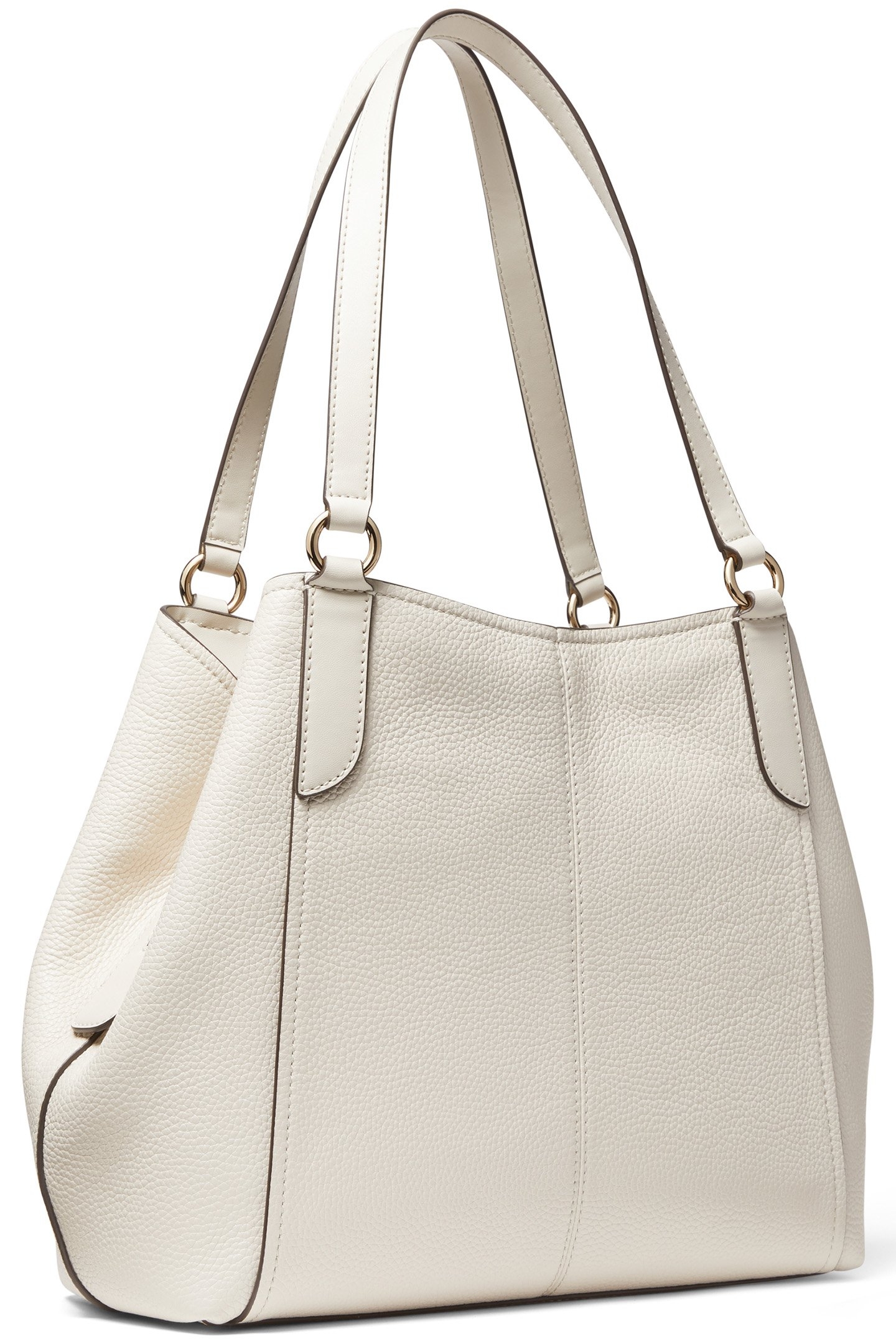 LEATHER SHOULDER TOTE BAG IN CREAM 3