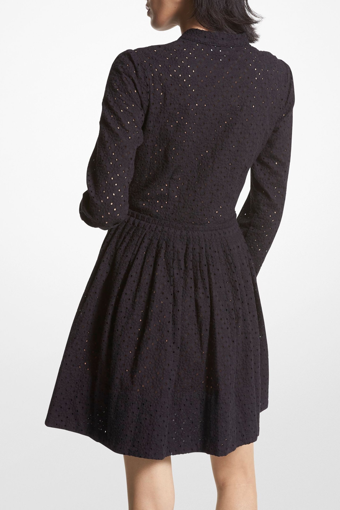 GEO EYELET SHIRTDRESS IN BLACK 2