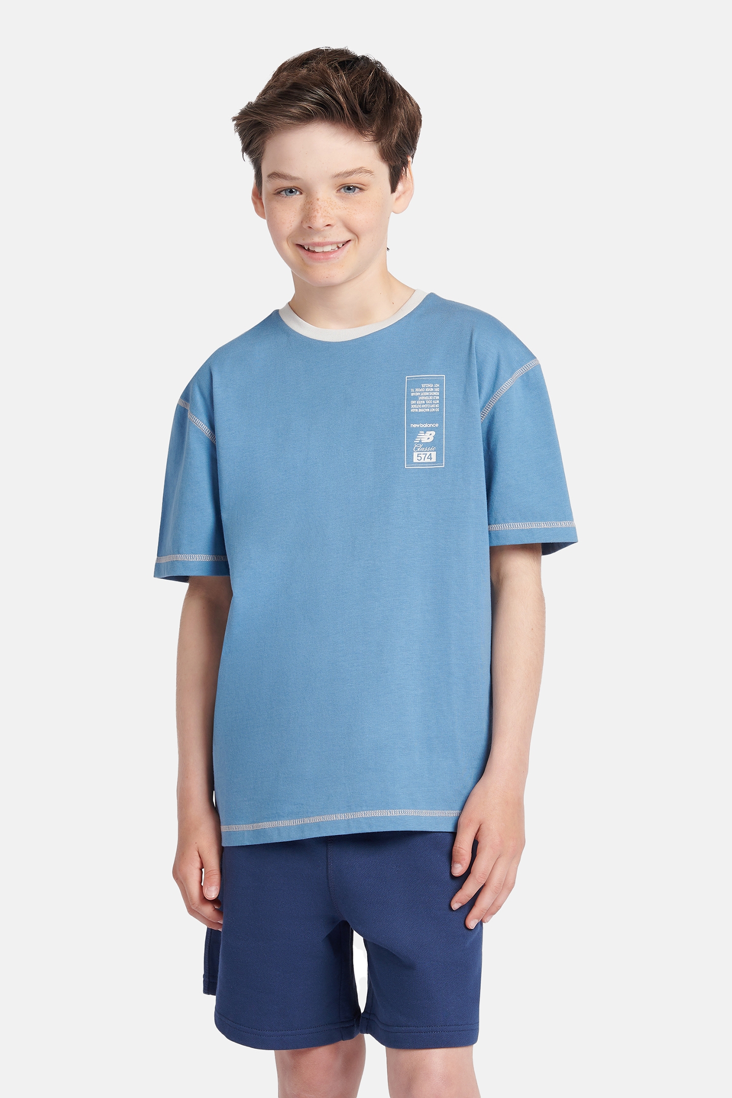 BOYS 574 DIAGRAM TEE HERONBLU 1