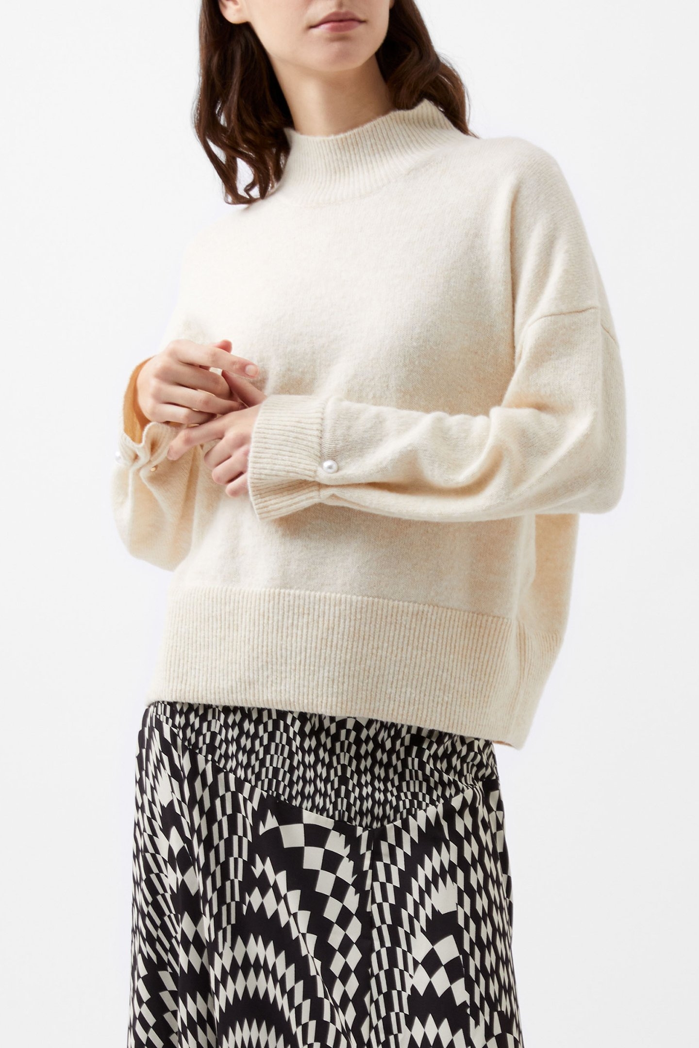 KEZIA PEARL CUFF DETAIL JUMPER CLASSIC CREAM 1