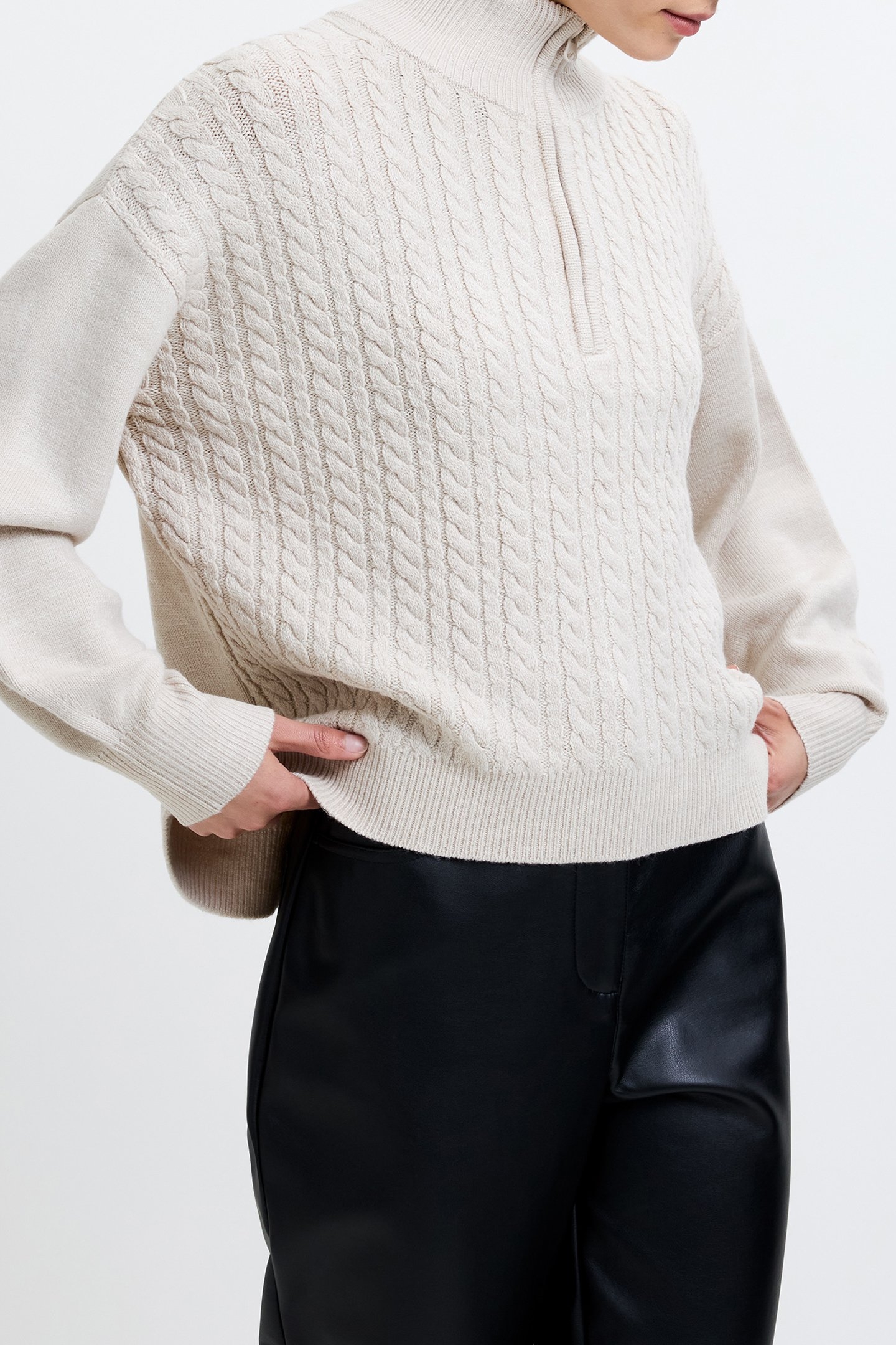 BABYSOFT CABLE HALF ZIP OATMEAL MEL 4