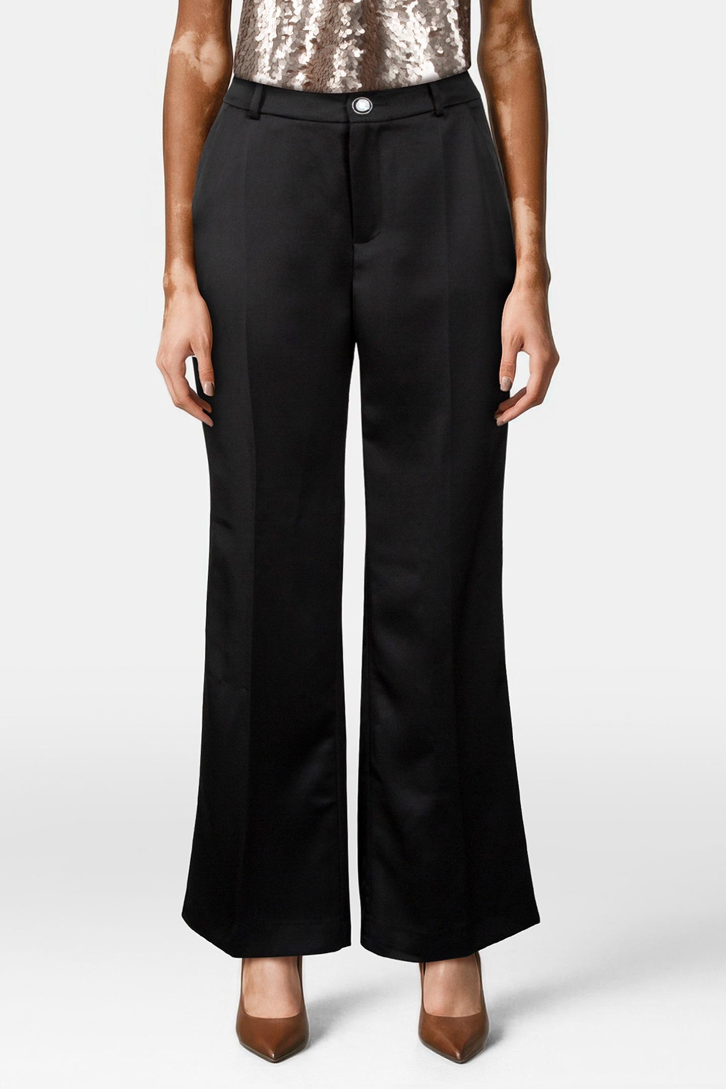 PHOCAS - BLACK SATIN TUXEDO-STYLE PANTS 2