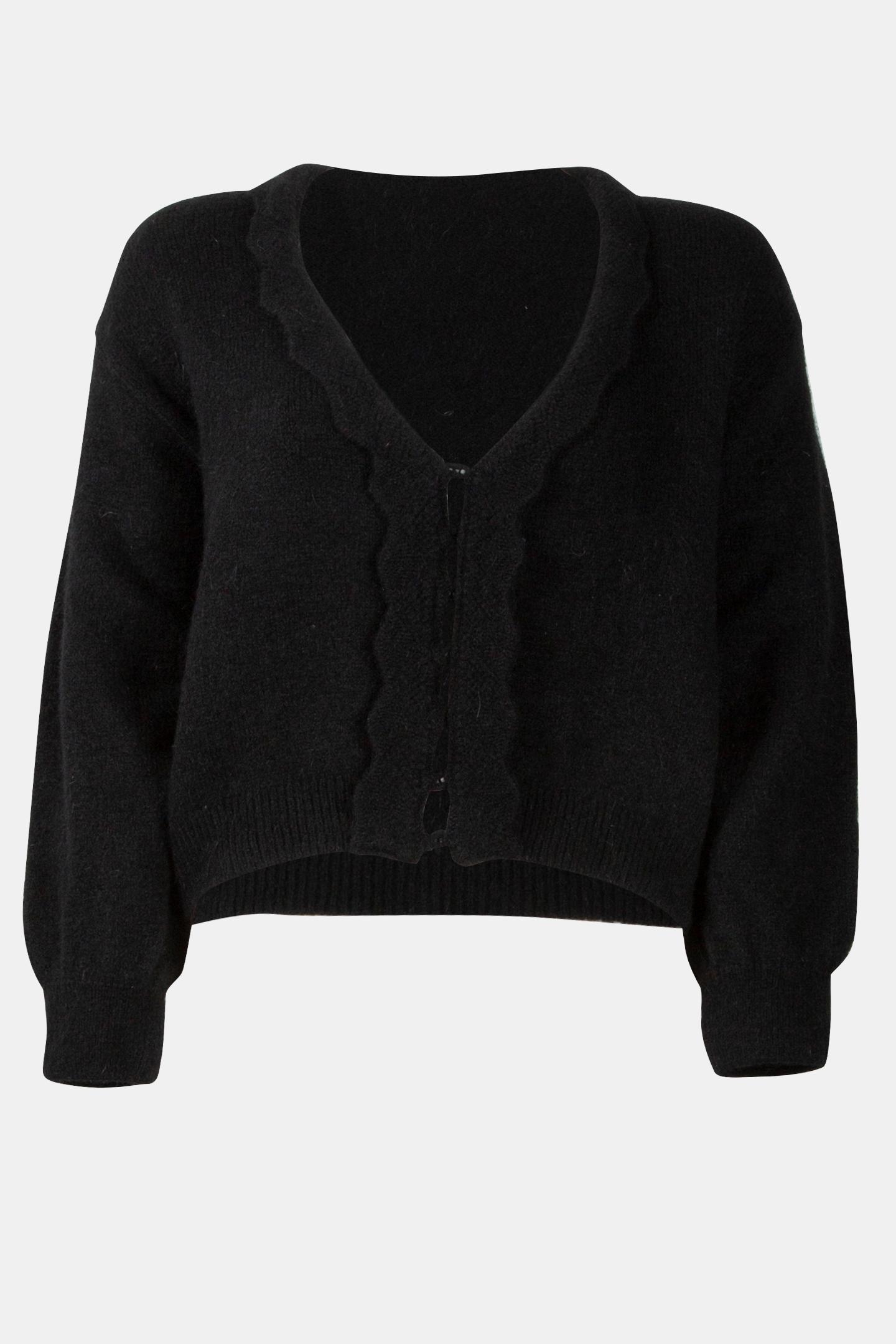 TAIGA - BLACK REVERSIBLE KNIT CARDIGAN, FRONT/BACK 4