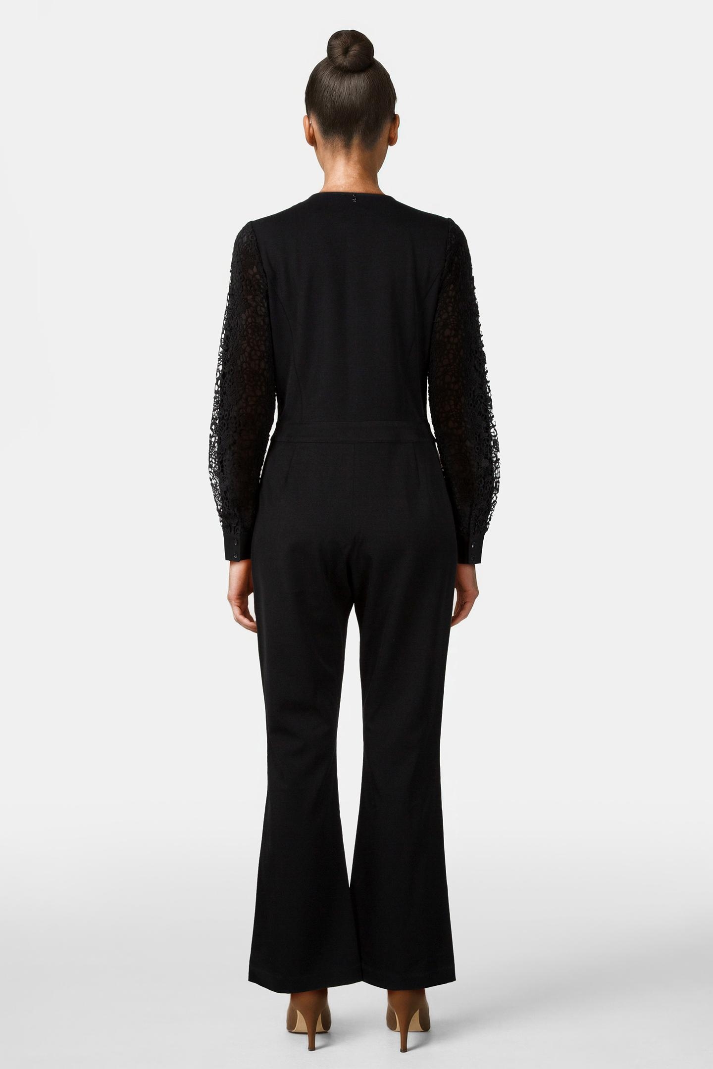 RUFINO - LONG BLACK JUMPSUIT WITH LACE SLEEVES 2