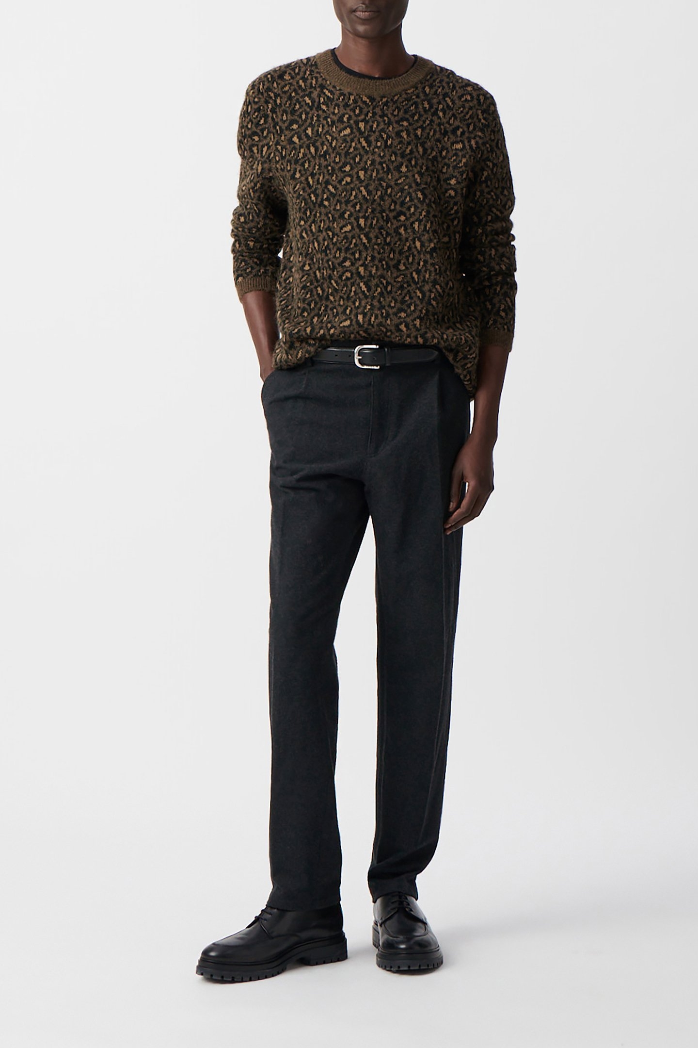 BEIGE KNIT LEOPARD JACQUARD SWEATER BEIGE 3