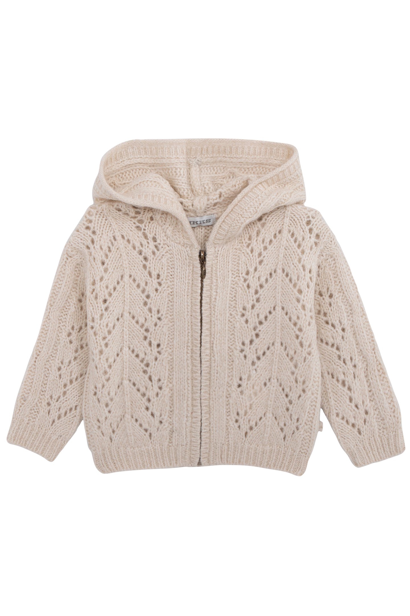 BEIGE ZIP-UP CARDIGAN, OPENWORK KNIT, BABY GIRL 1