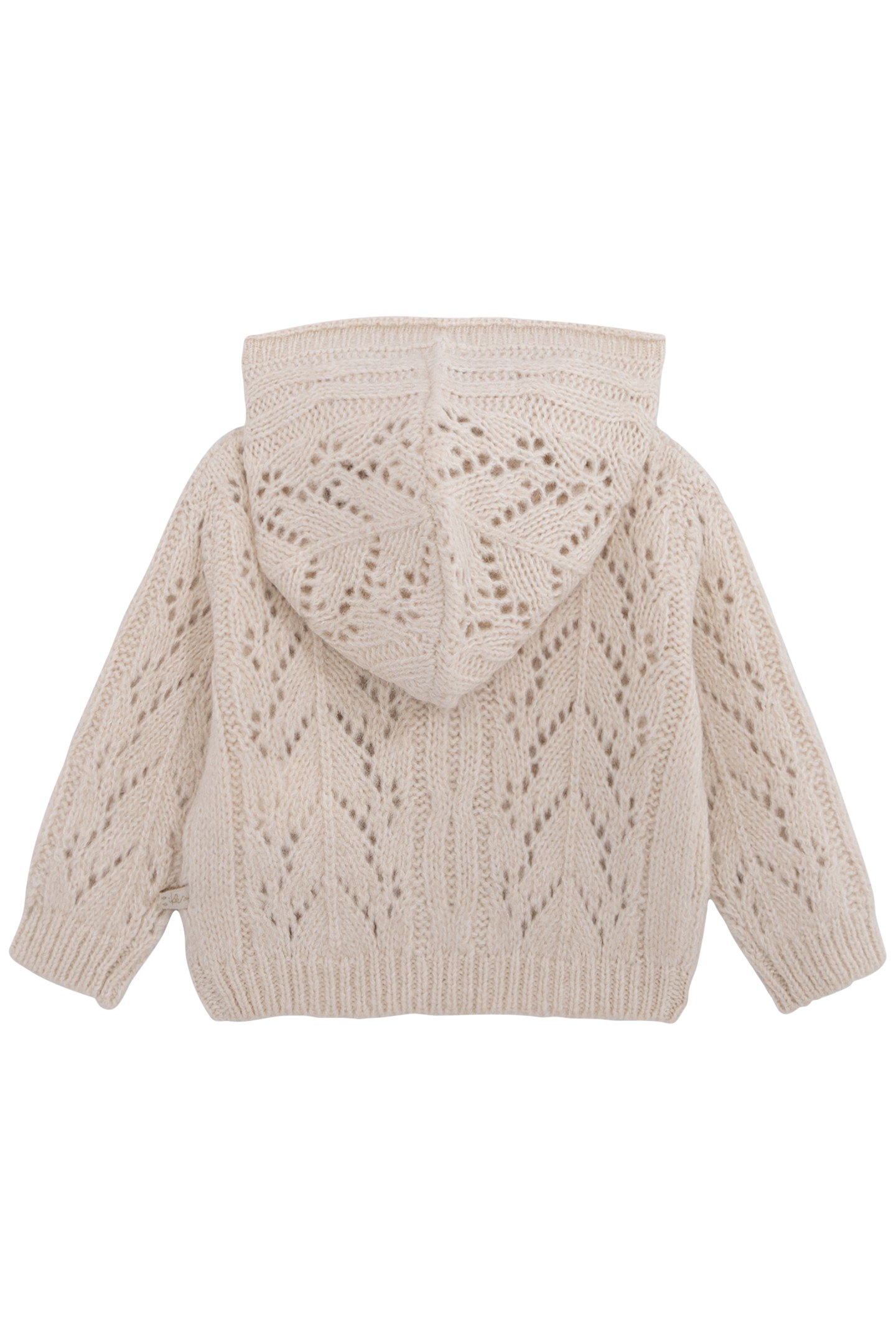 BEIGE ZIP-UP CARDIGAN, OPENWORK KNIT, BABY GIRL 2