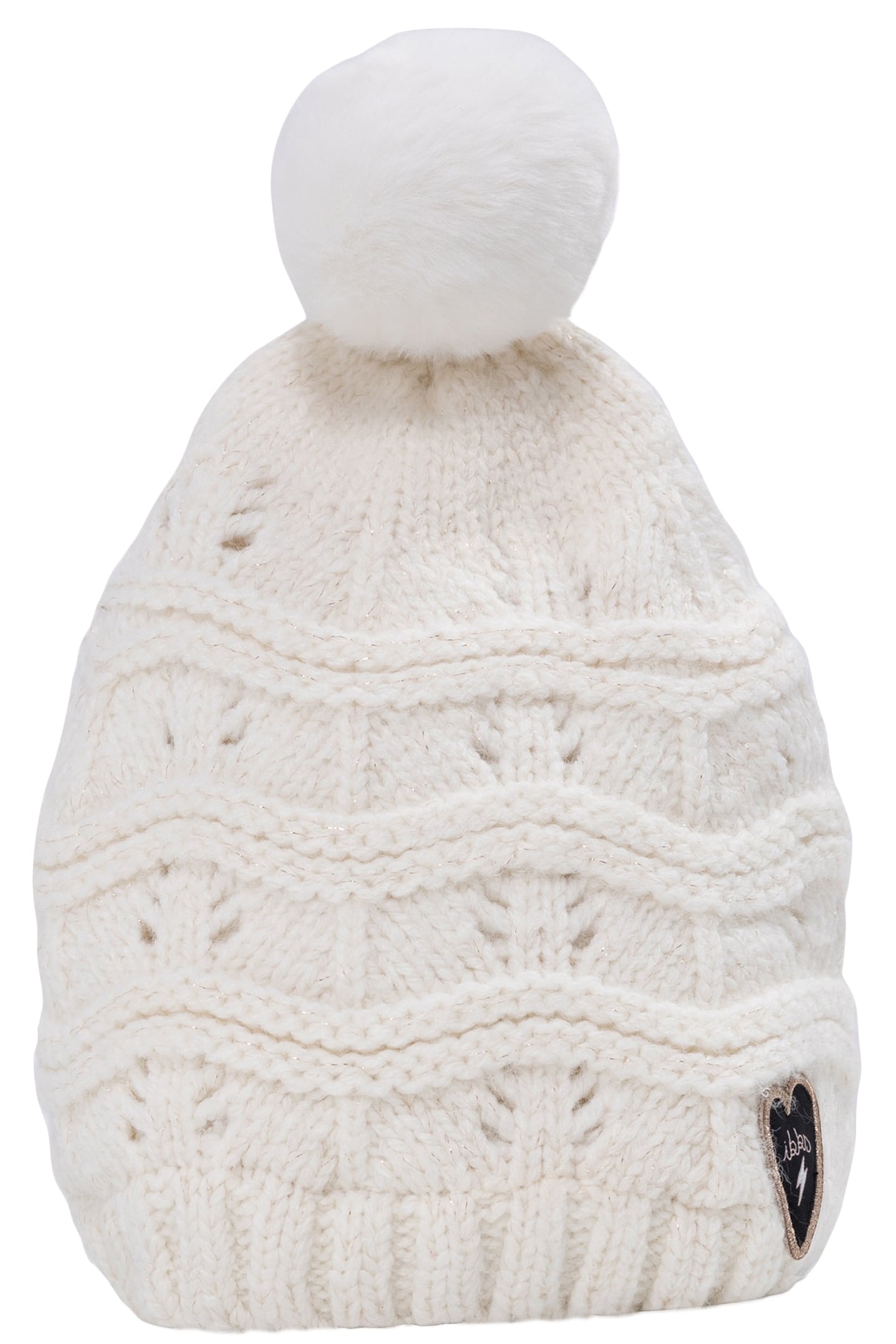 GIRL'S KNITTED ECRU FANCY FUR HAT 3