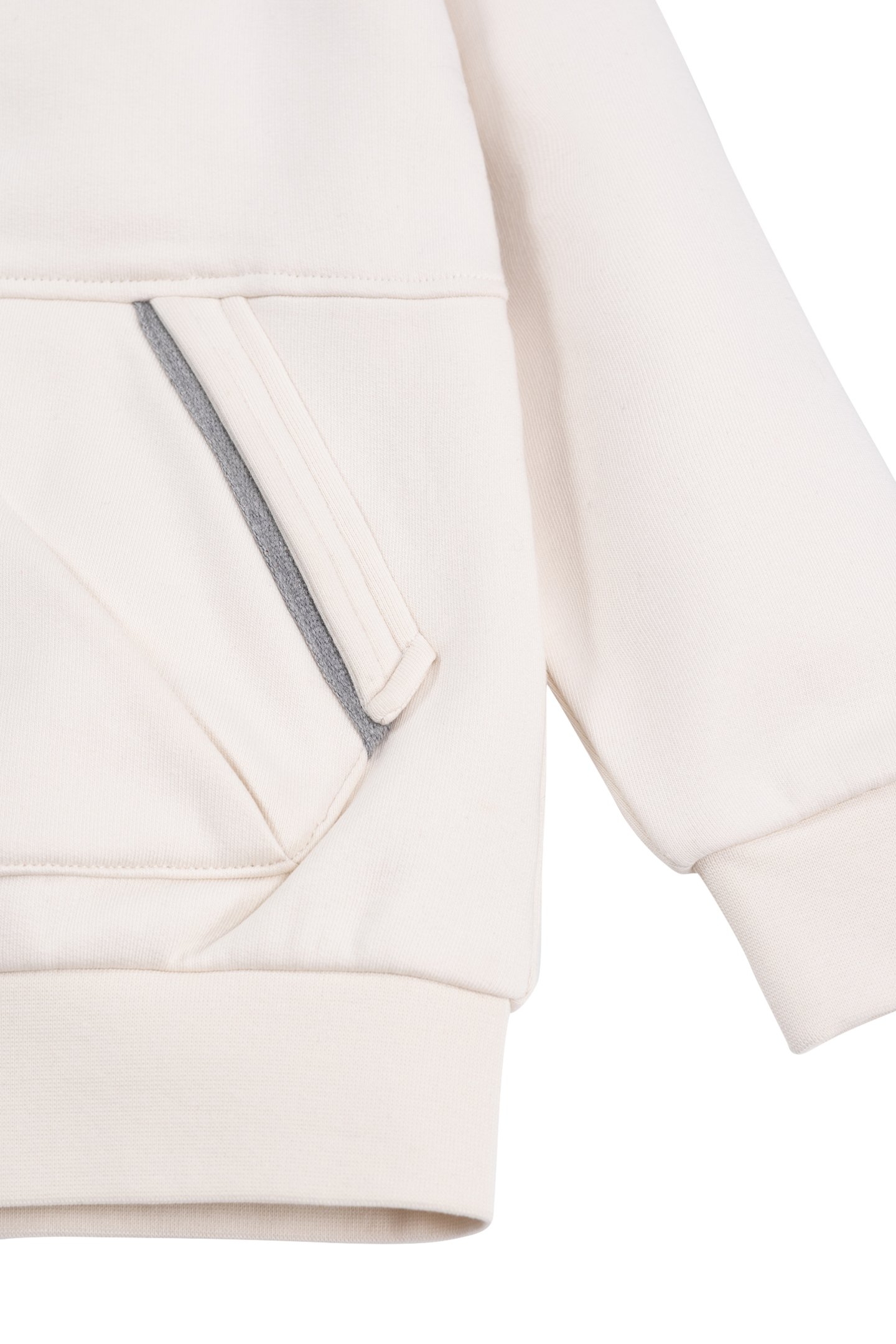 BOY'S ZIPPED ECRU CARDIGAN WITH GREY DETAILS 5