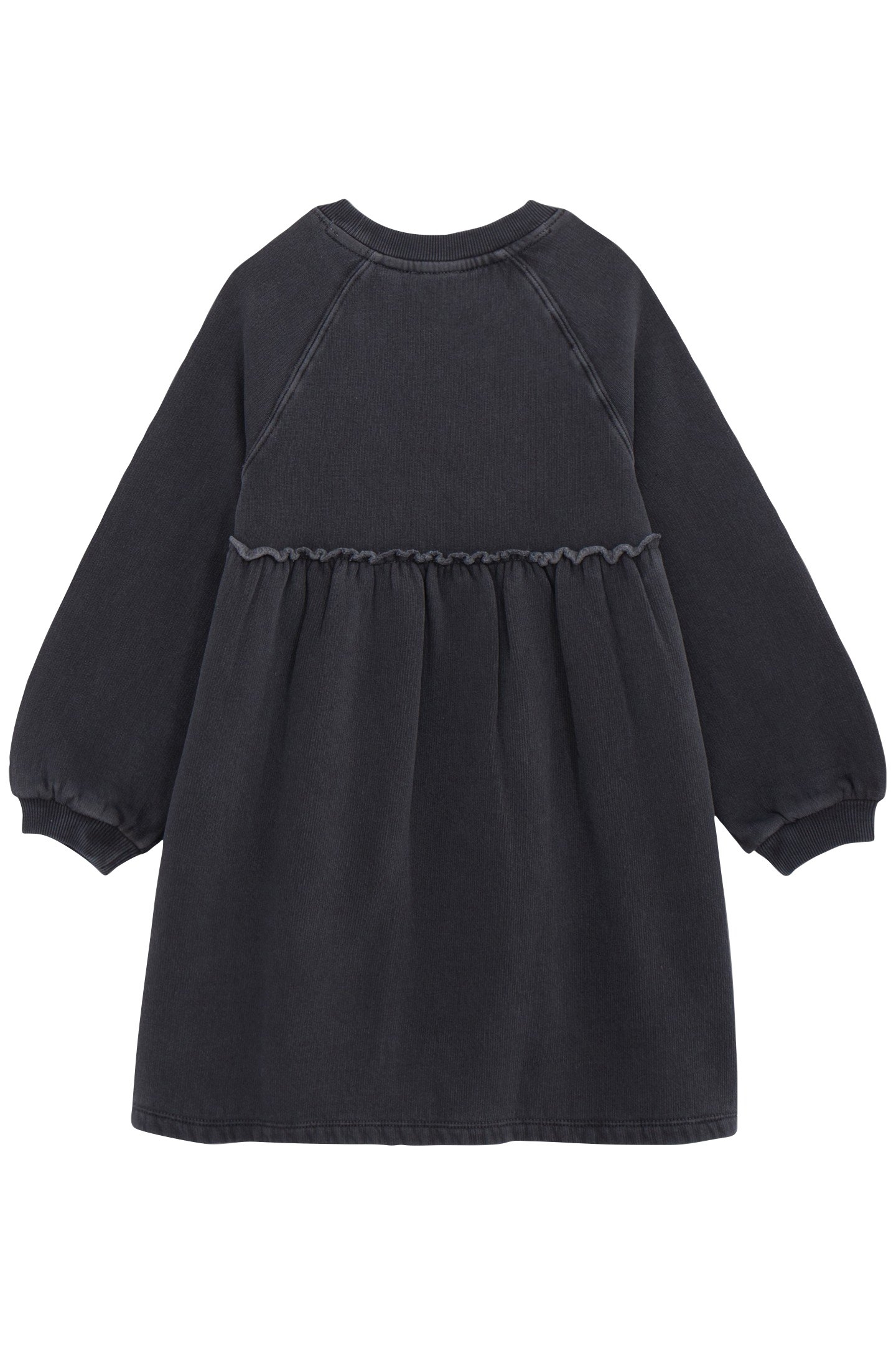 GIRL'S GREY ORGANIC COTTON VELVET SLOGANS SWEATSHIRT DRESS 2