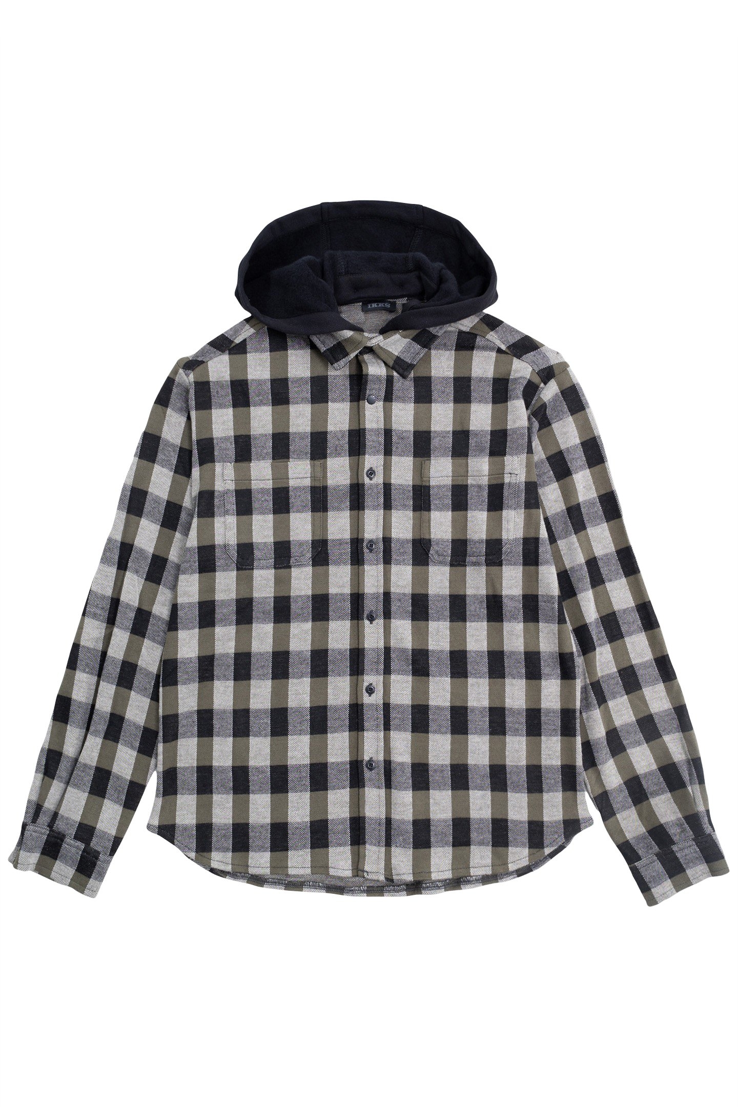 BOY'S BLACK PLAID SHIRT WITH DETACHABLE HOOD 1