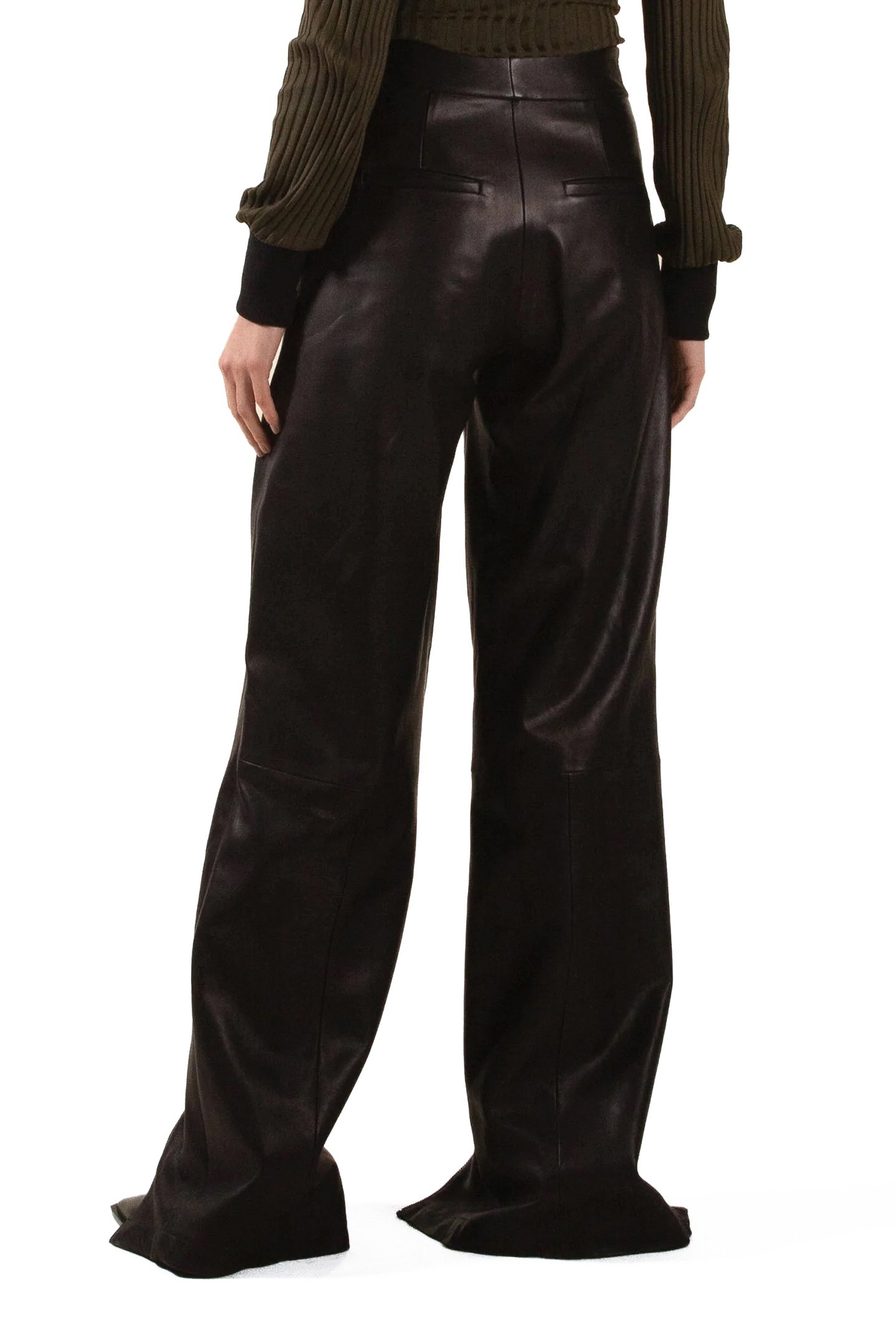 LEATHER ZIP TROUSERS BLACK 2
