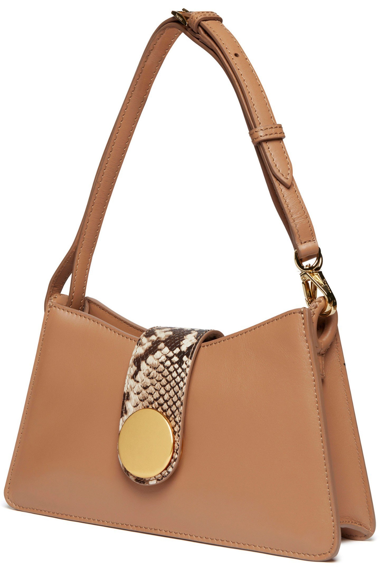 BUCKLE SHOULDER BAG CAMEL/PYTHON PRINT SAND 3