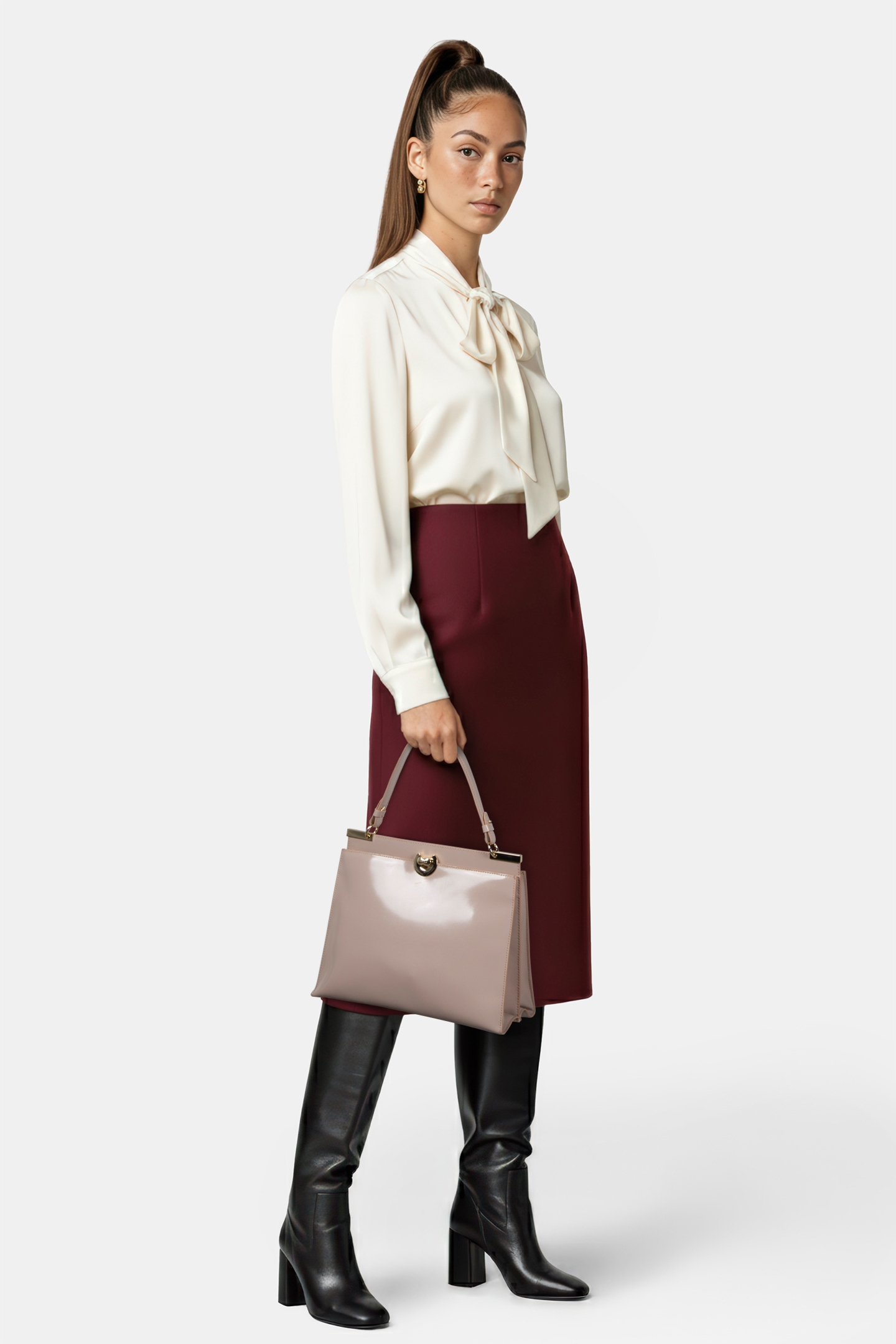 SHINY LEATHER SATCHEL BAG 1