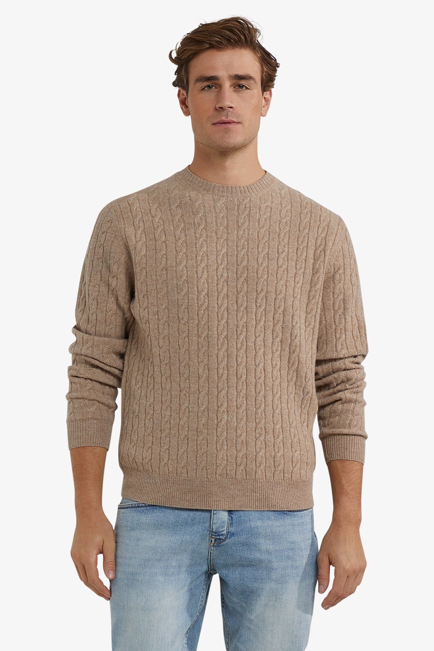 CABLE CREW NECK SWEATER SAND 1