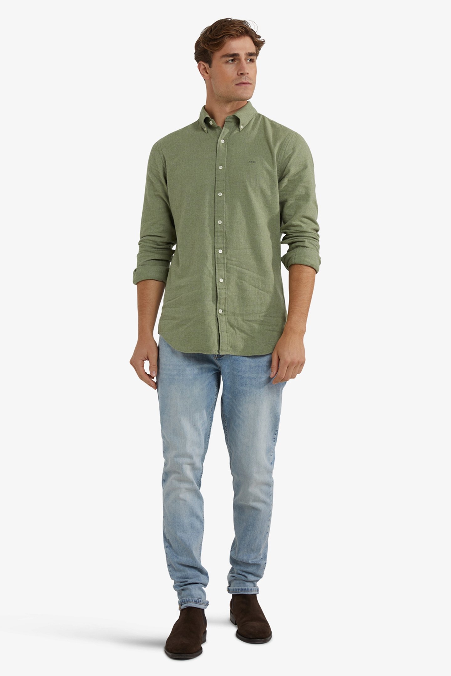 FLANNEL MELANGE OXFORD SHIRT WINTER SAGE 2