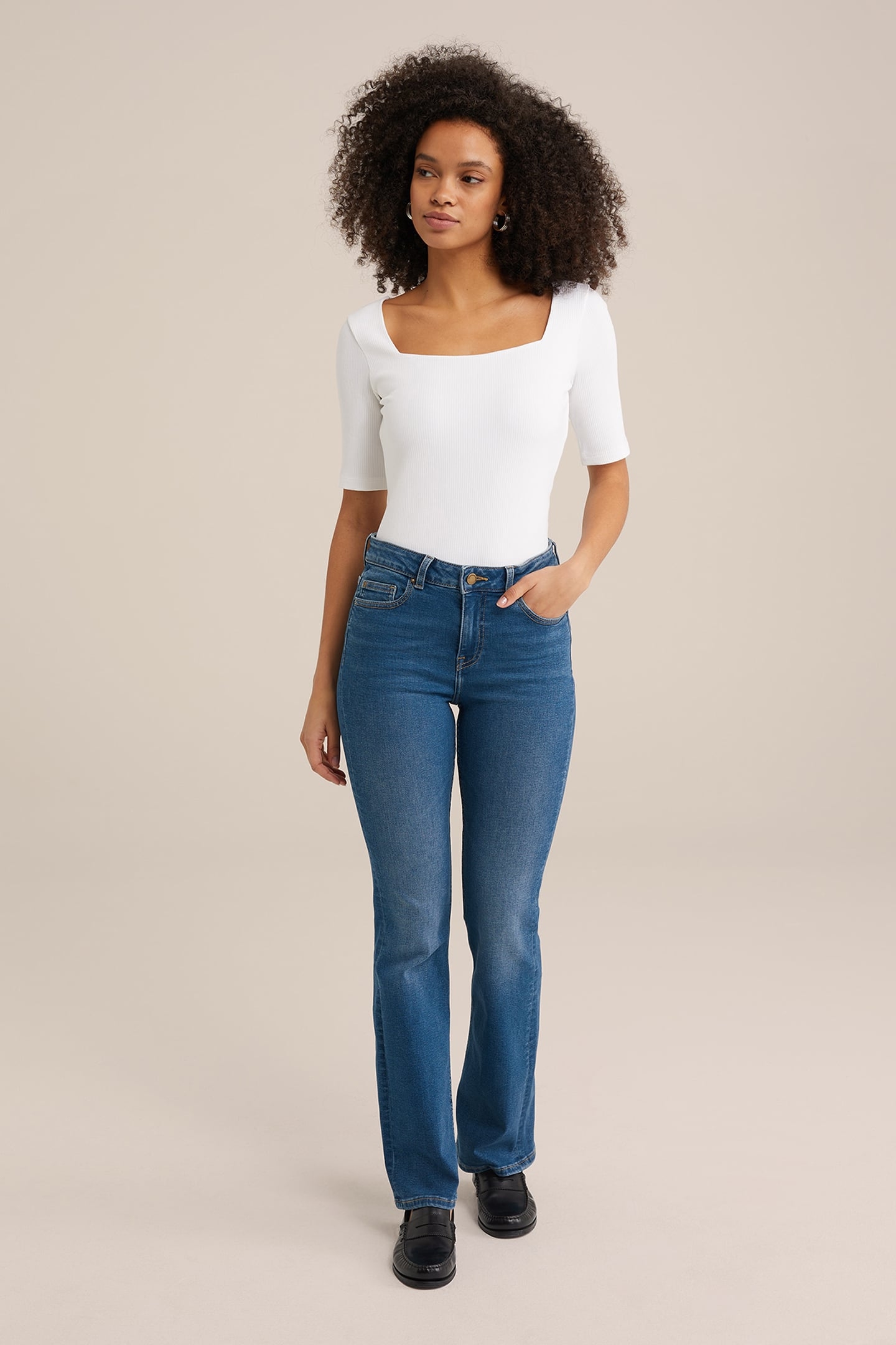 5-POCKET MID WAIST DARK BLUE 3