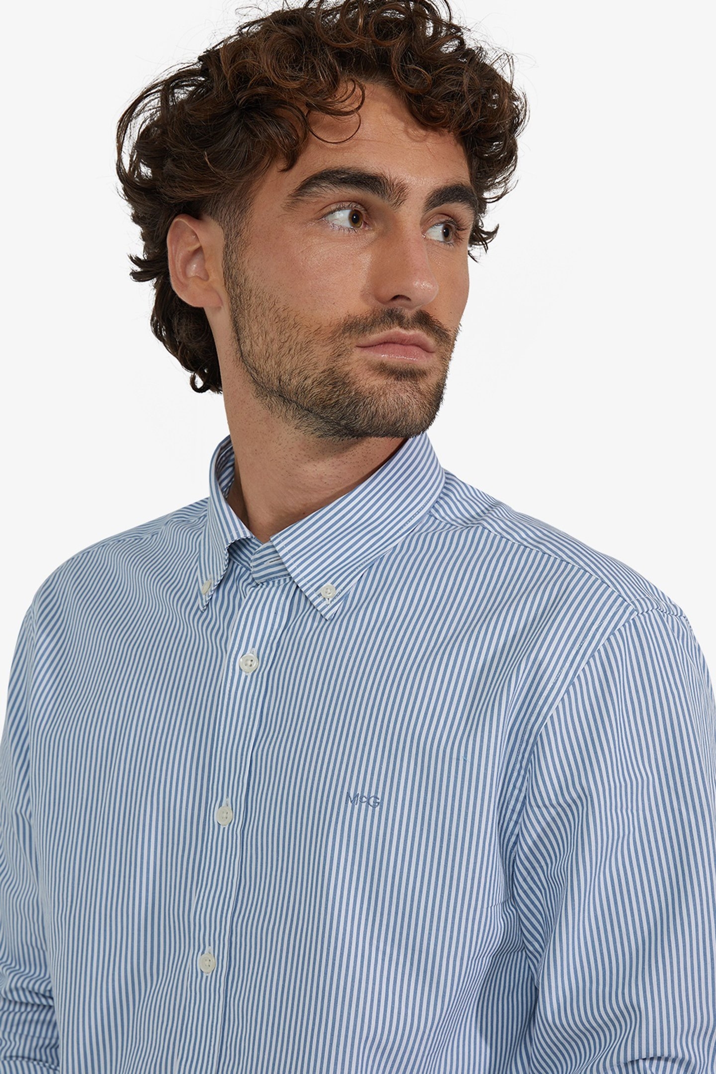 POPLIN STRIPE PEACHED SHIRT WORKER BLUE 4