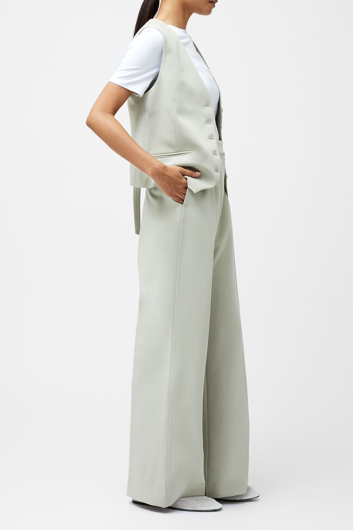 ANGIE SUITING WIDE LEG TRSR PISTACHIO GREEN 4