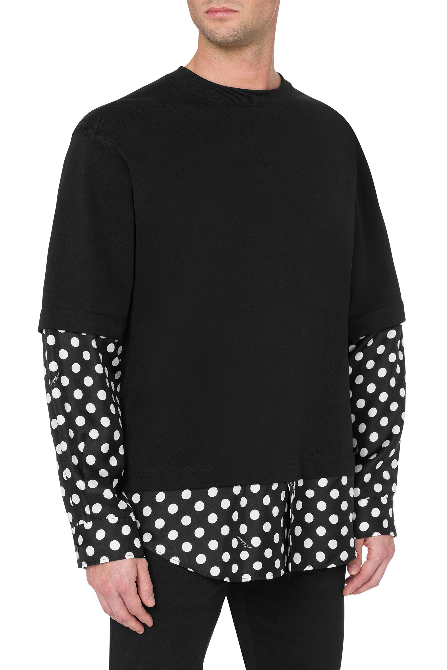 SWEATSHIRT WITH POLKA DOTS INSERTS BLACK 1