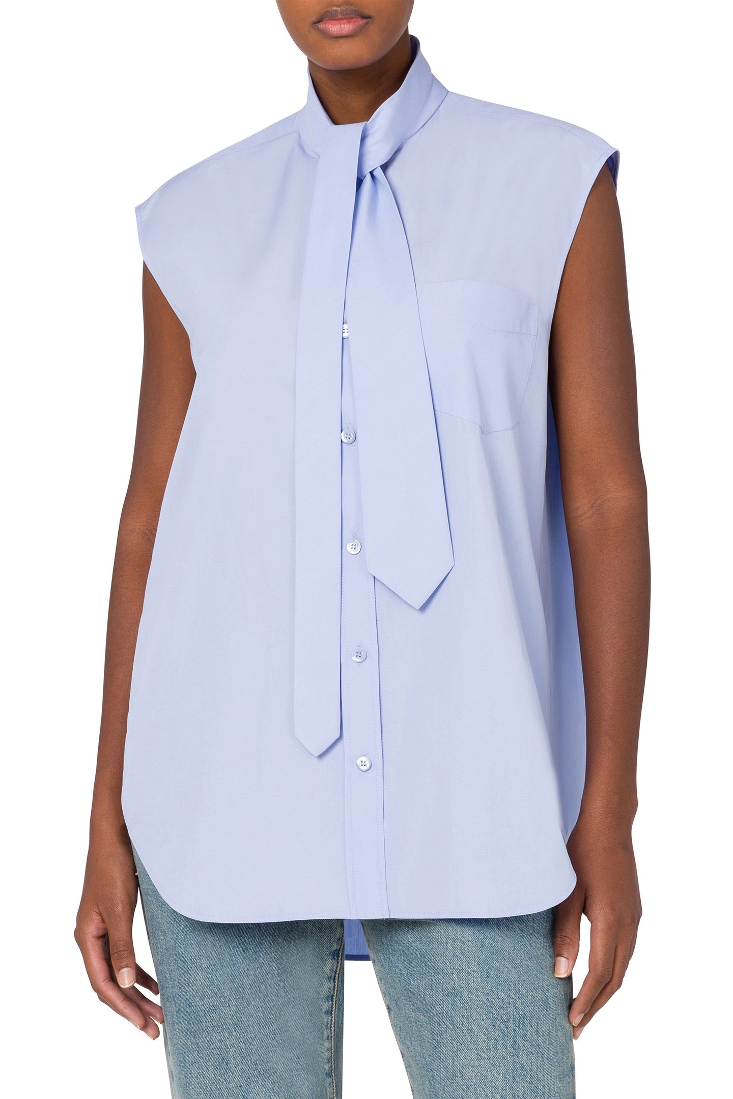 SLEEVELESS TIE SHIRT BLUE 1