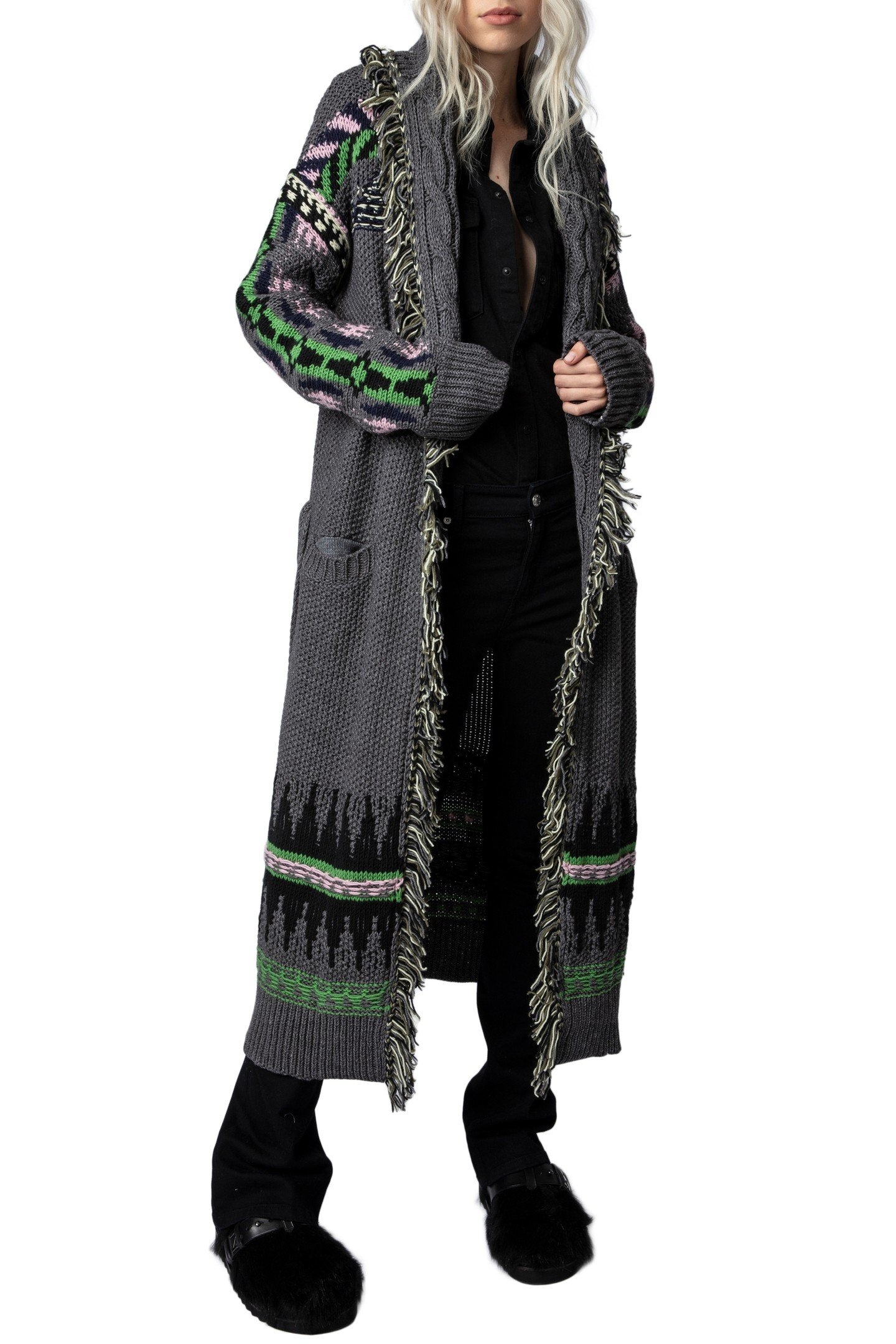 ELLINA WOOL KNIT COAT ANTHRACITE 5