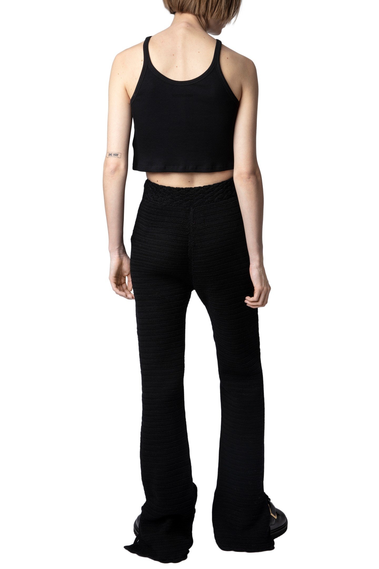 FLAVY COTTON CROCHET TROUSERS NOIR 6