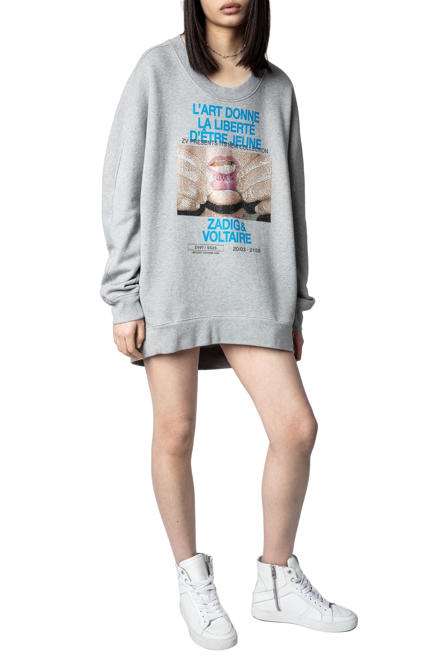 FREYA PHOTOPRINT MOUTH DRESS GRIS CHINE 7