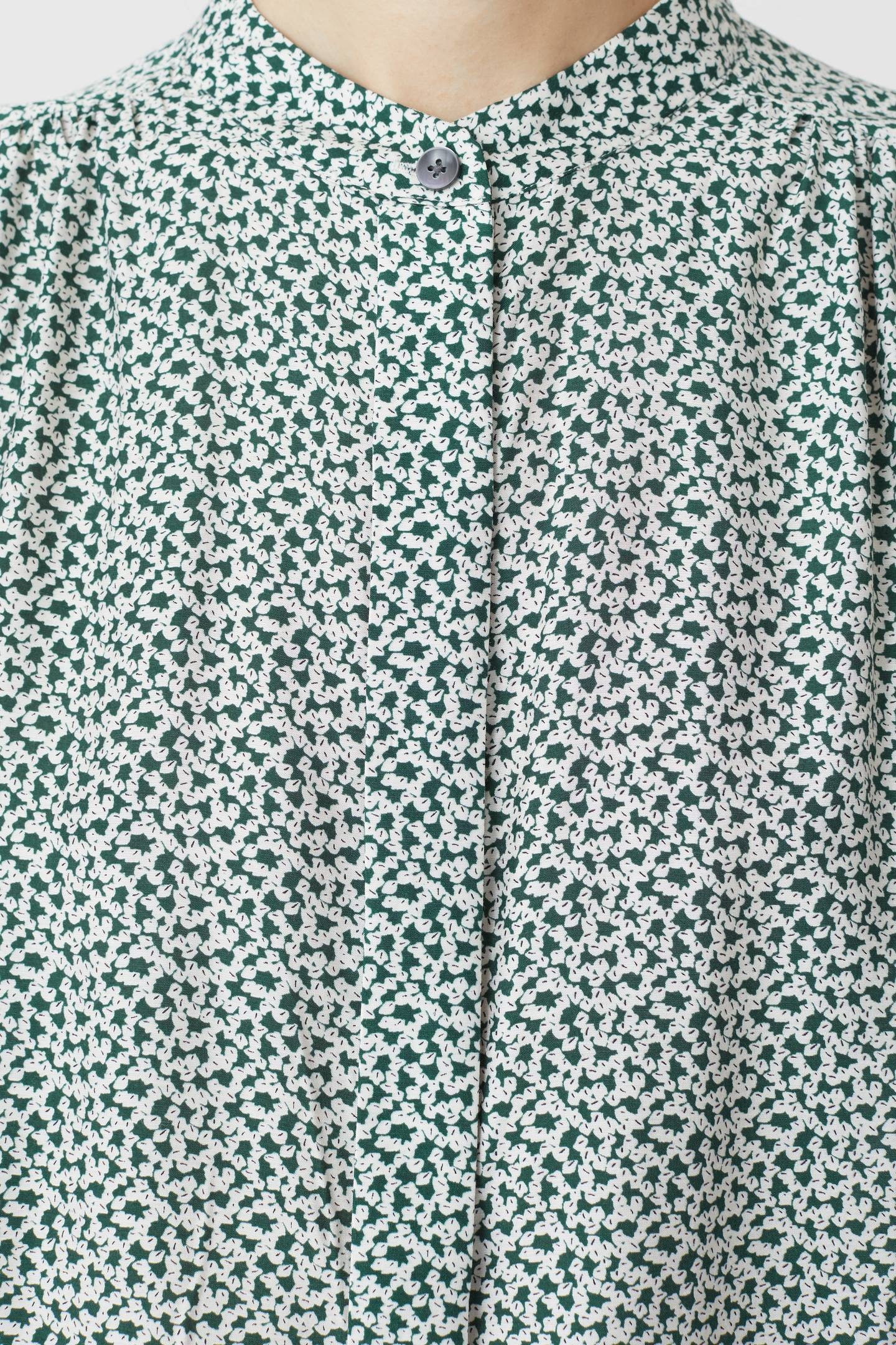 SHORT GATHERED BLOUSE SHIRT FERN GREEN 7