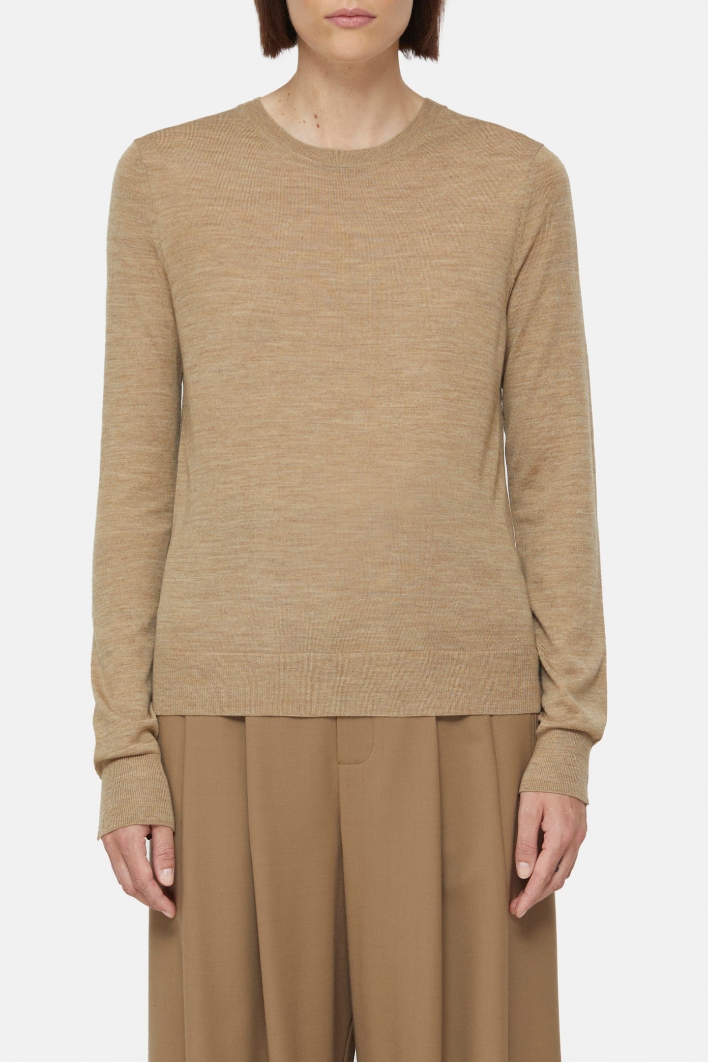 CREW NECK LONG SLEEVE KNITS BROWN SUGAR 2