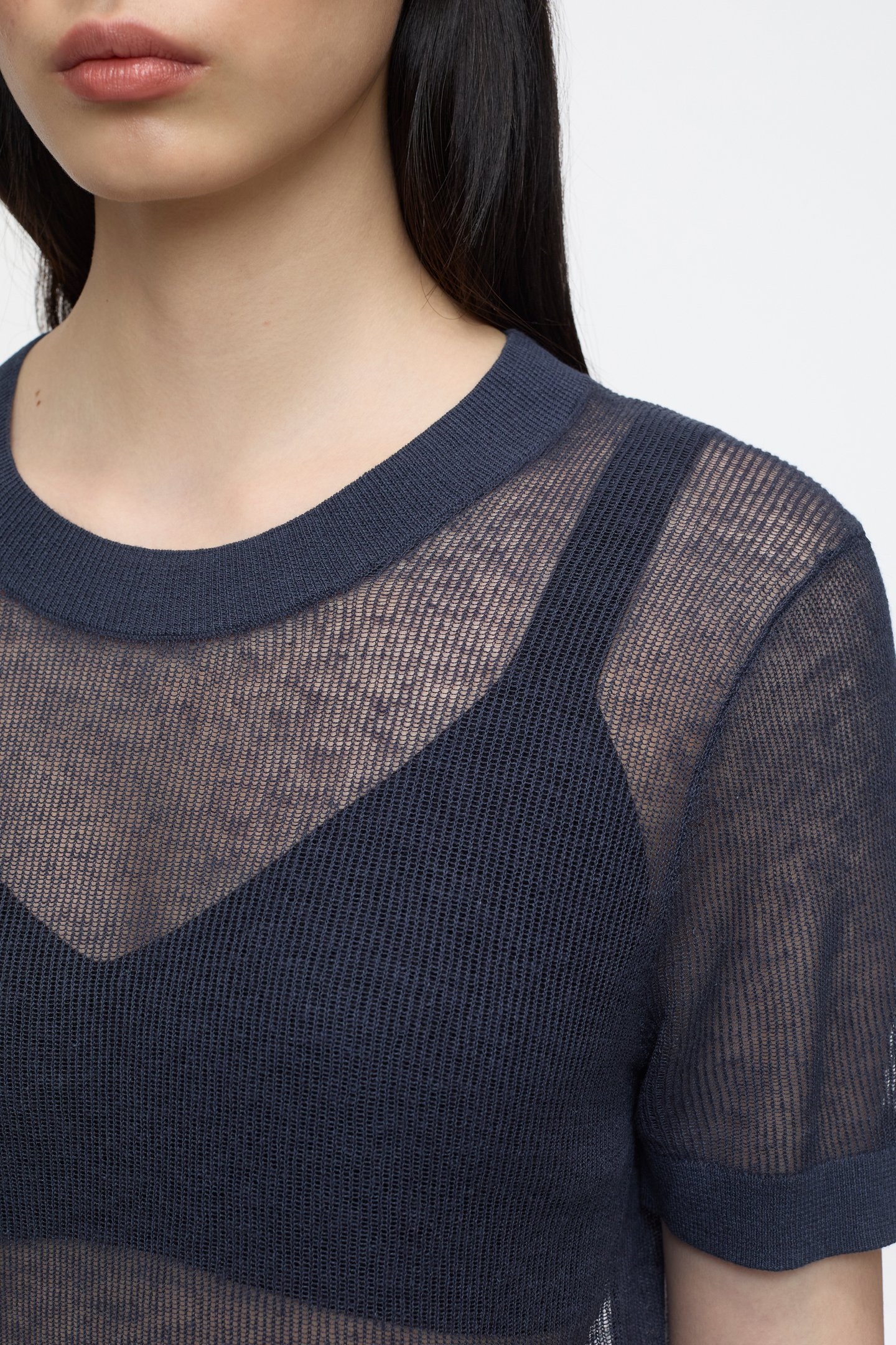 CREW NECK SHORT SLEEVE KNITS SPACE BLUE 4