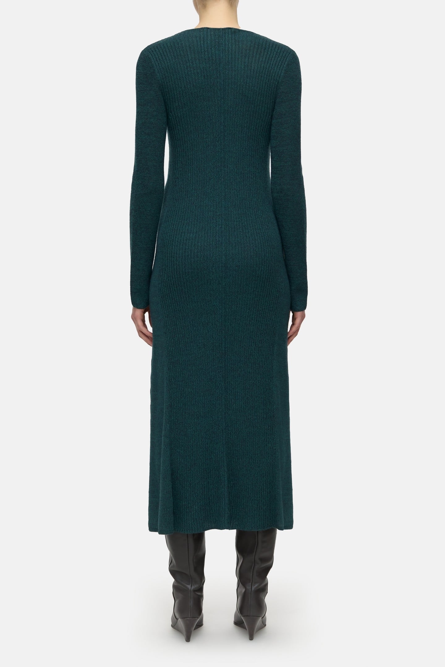 LONG SLEEVE RIB DRESS PINI GREEN 2