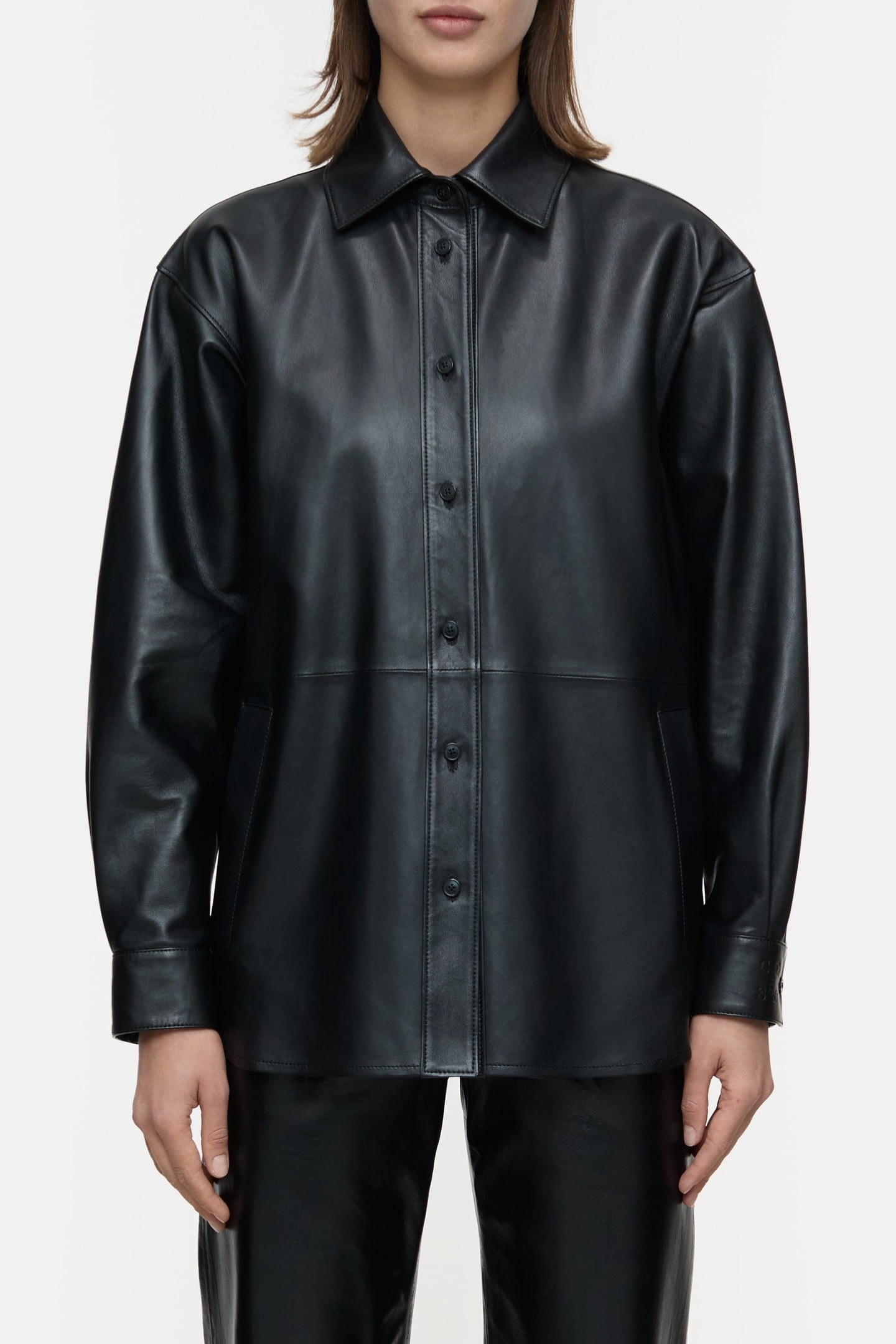 LEATHER OVERSHIRT & BLOUSES BLACK 1