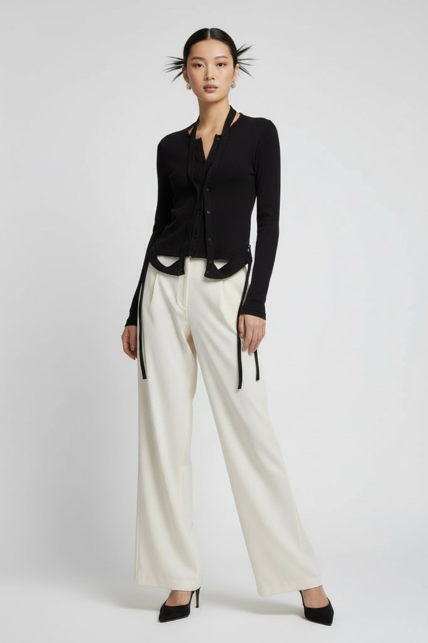 OTTOLINGER – DOUBLE CLOSURE KNIT CARDIGAN BLACK 1