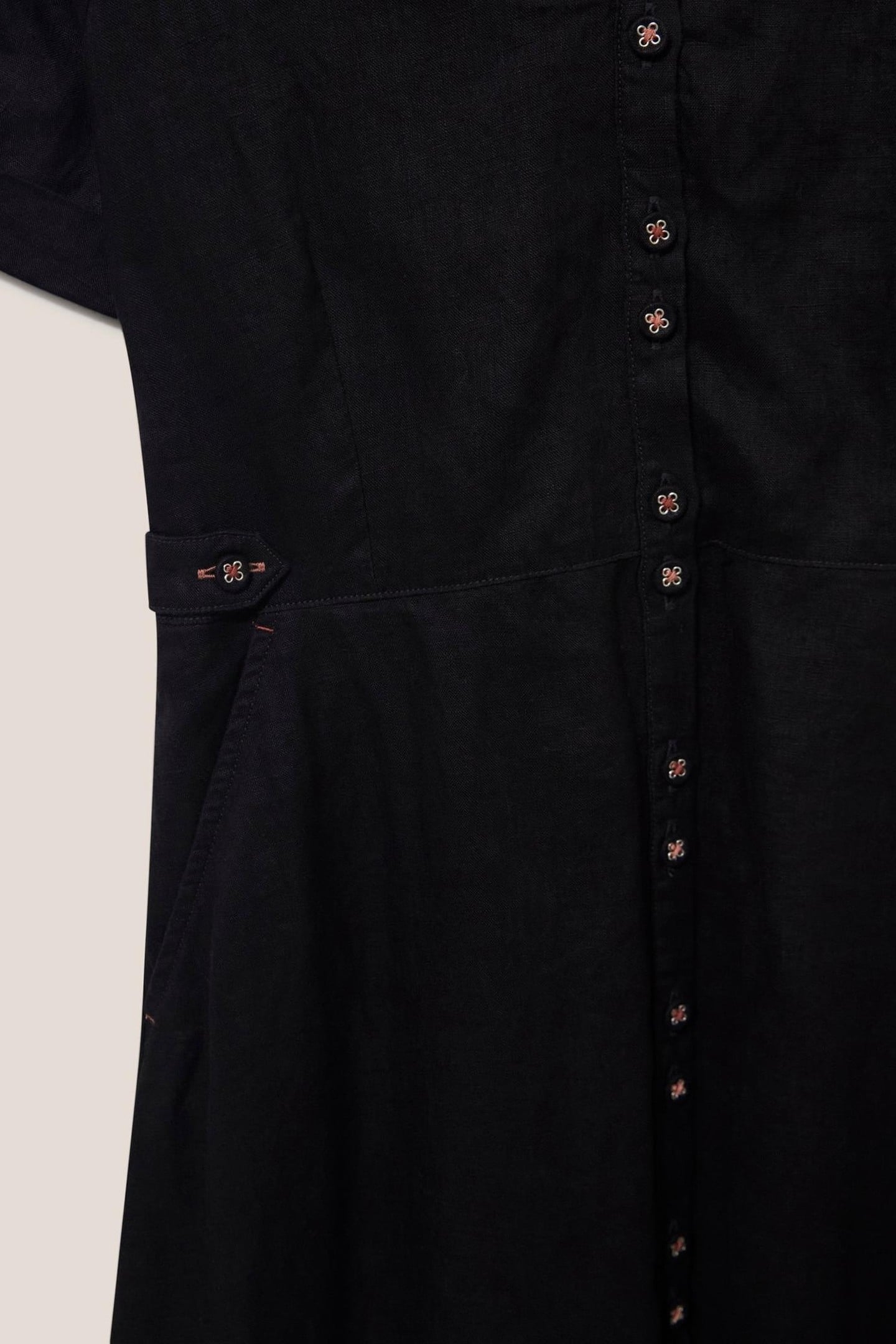 IVY LINEN MIDI DRESS PURE BLACK 4