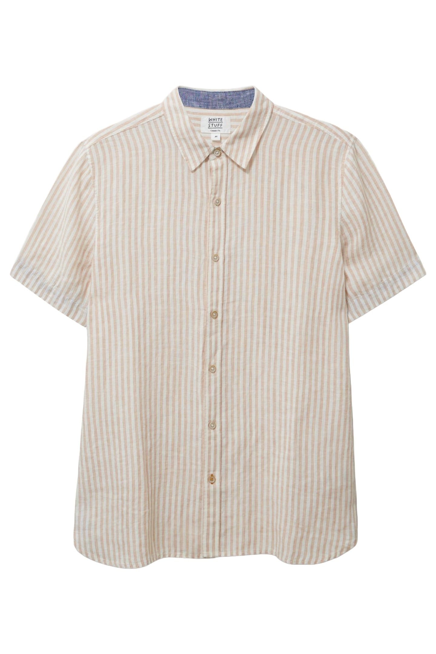 PEMBROKE SS STRIPE LINEN SHIRT DUSTY PINK 3