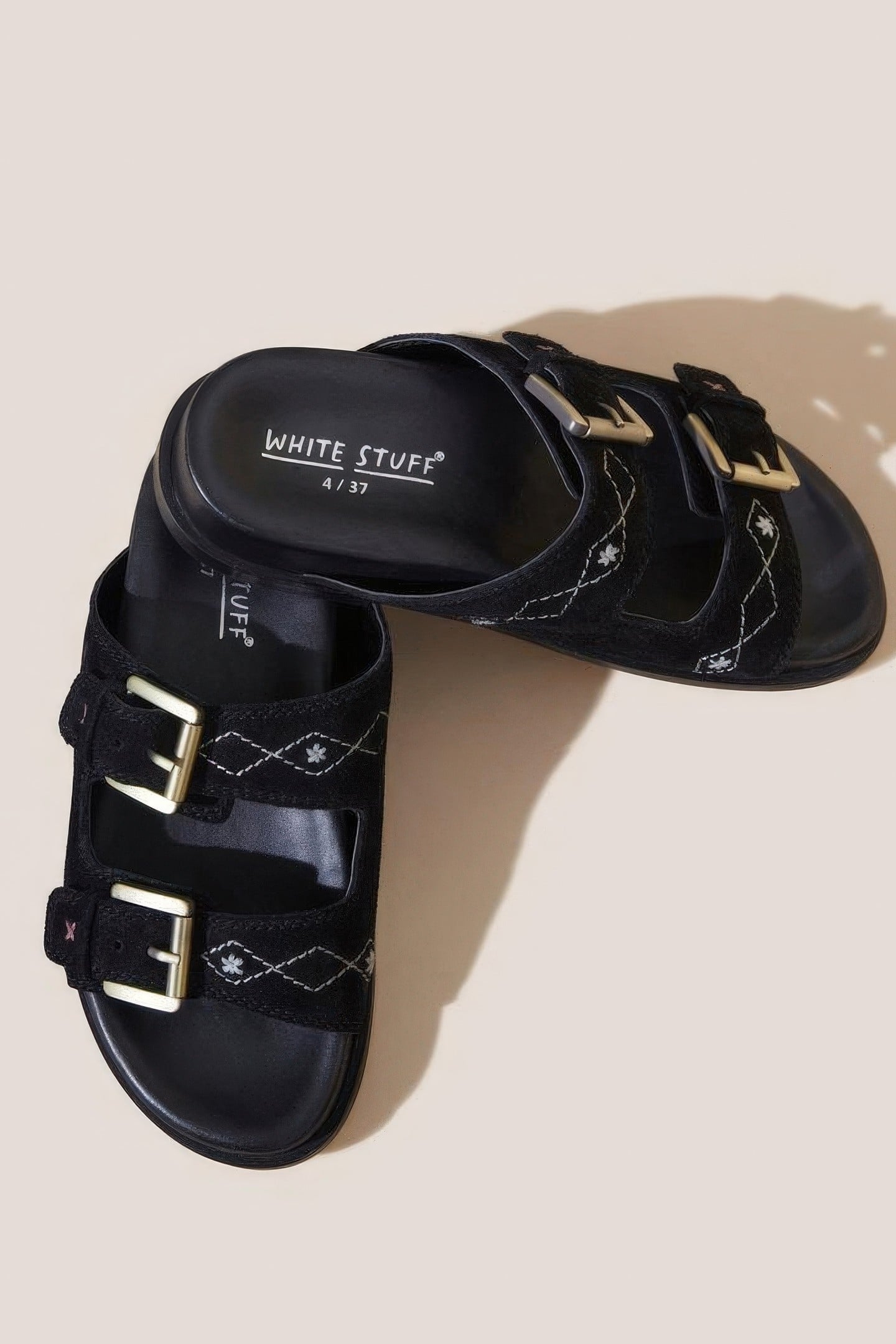 SUEDE EMBROIDERED SANDALS BLACK MULTI 1