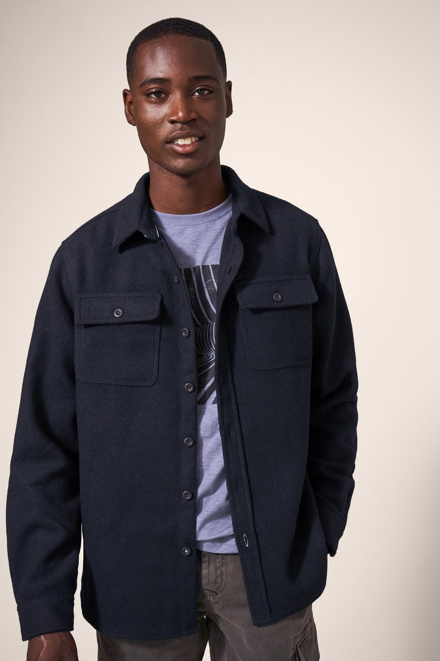 DARWEN PLAIN OVERSHIRT DARK NAVY 1