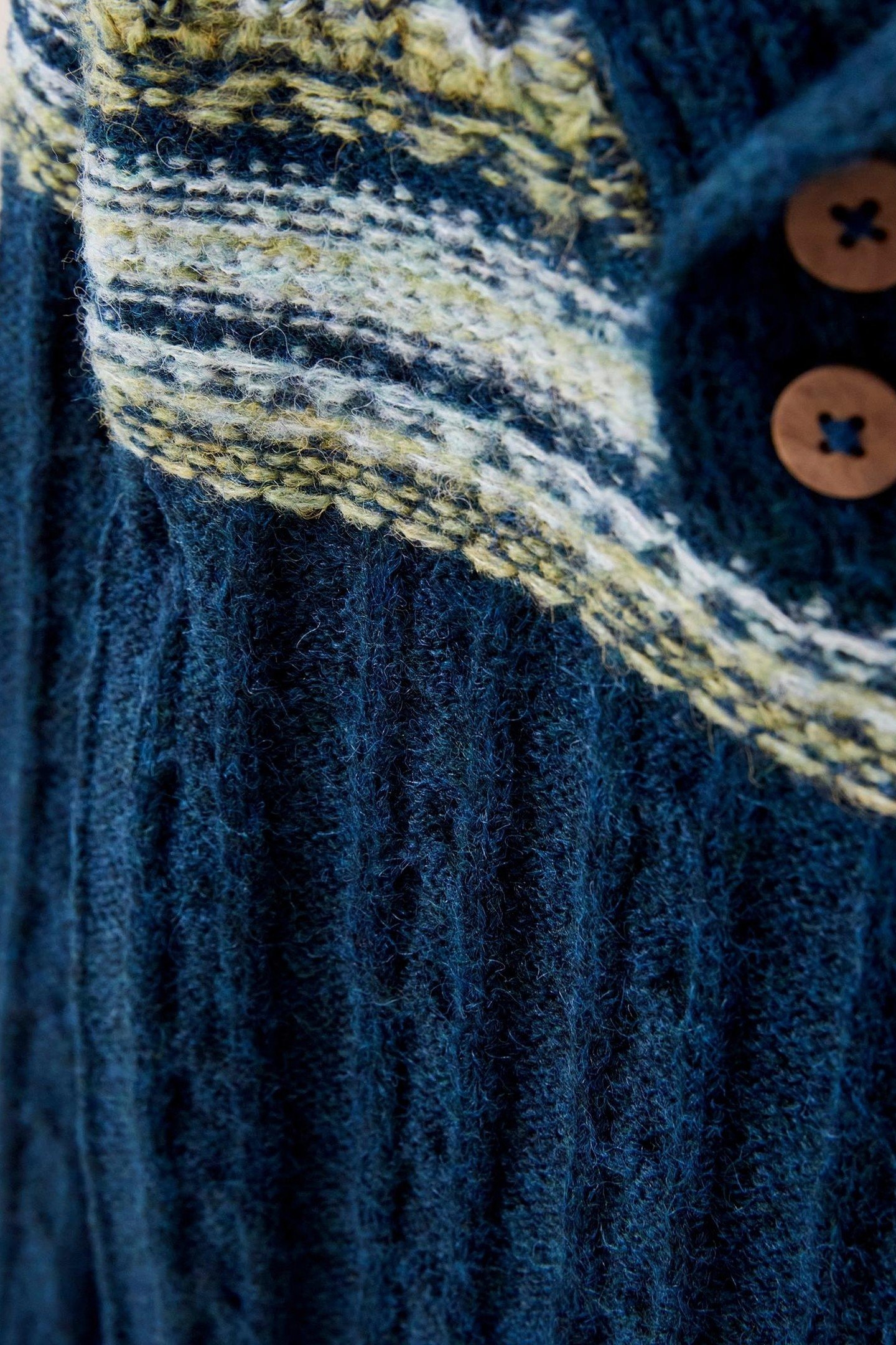 FAIRISLE SHAWL NECK JUMPER TEAL MULTI 6