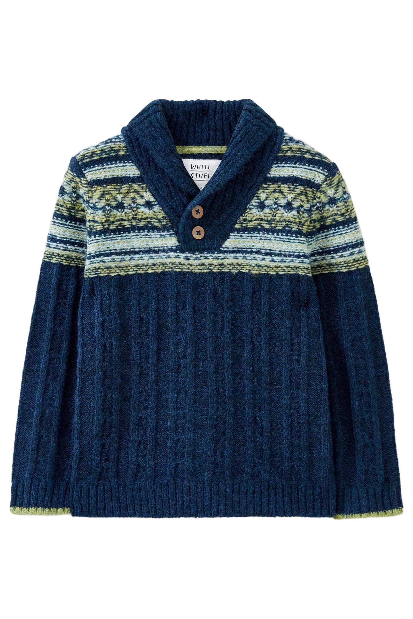 FAIRISLE SHAWL NECK JUMPER TEAL MULTI 2