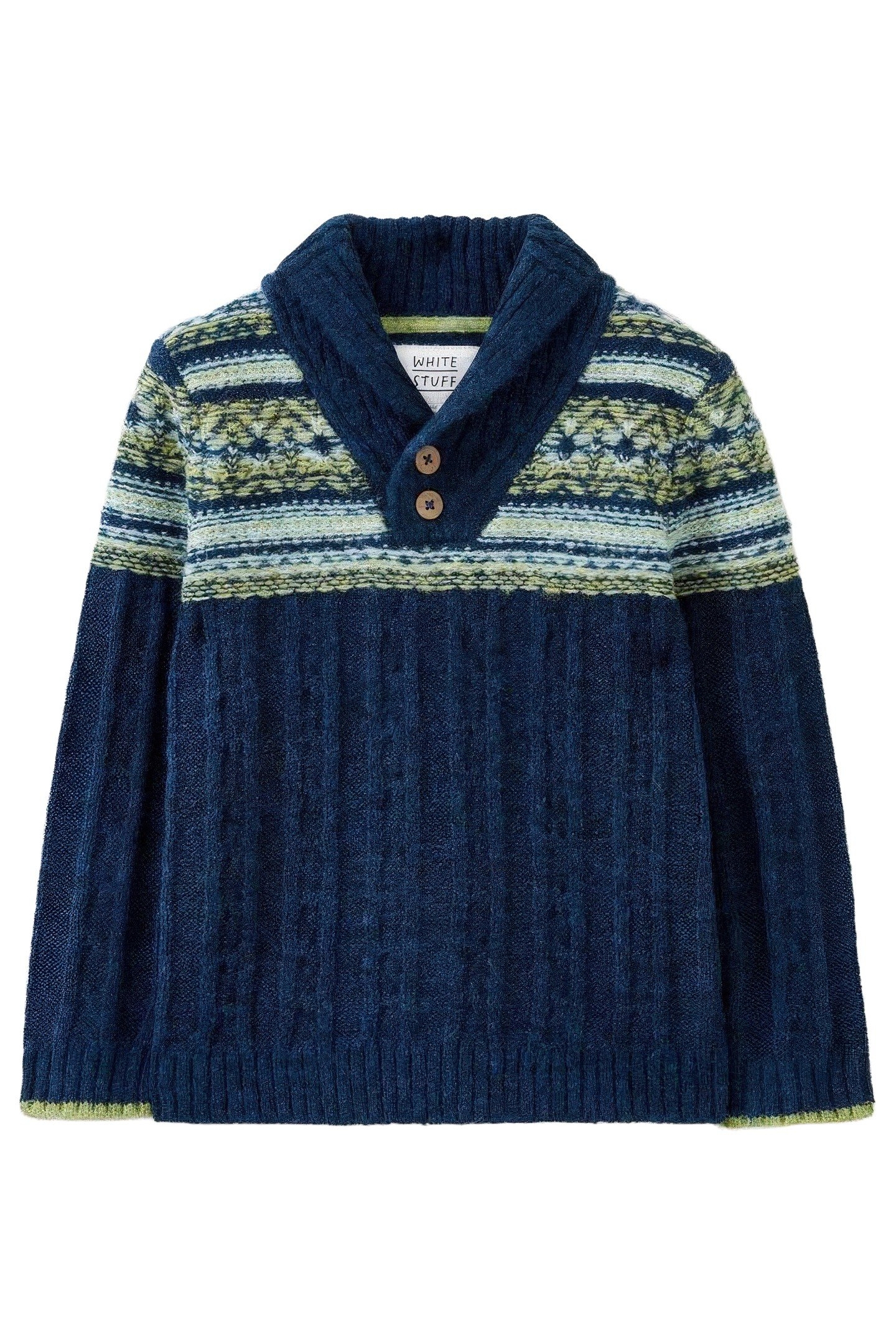FAIRISLE SHAWL NECK JUMPER TEAL MULTI 3