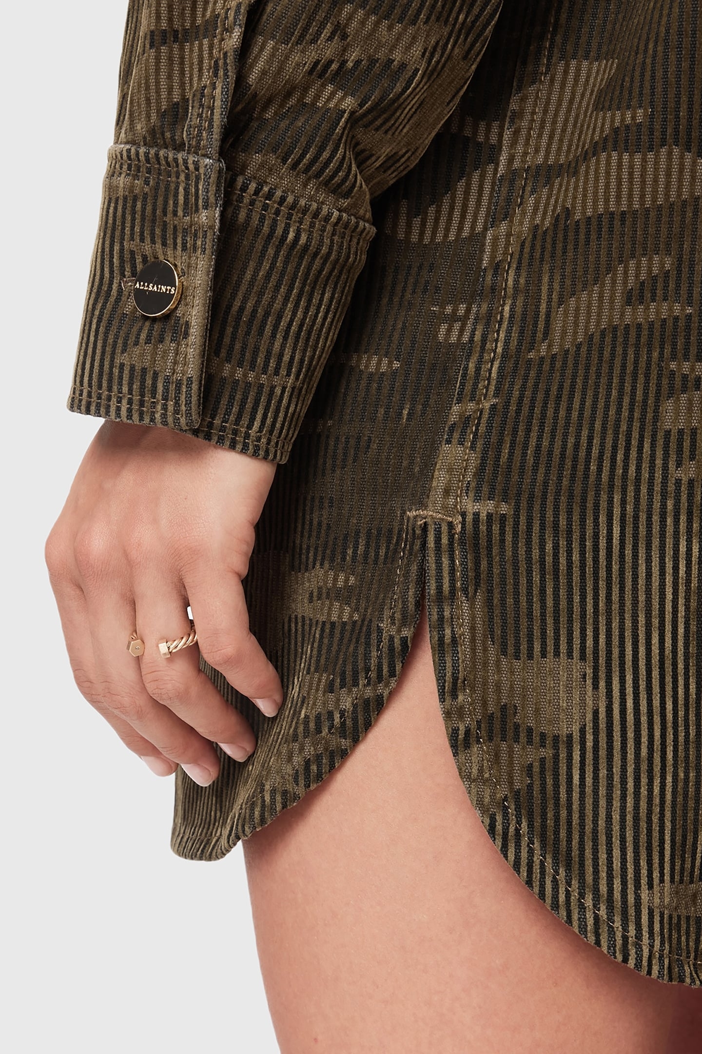 FAYE FLOCKED DRESS CAMO GREEN 7