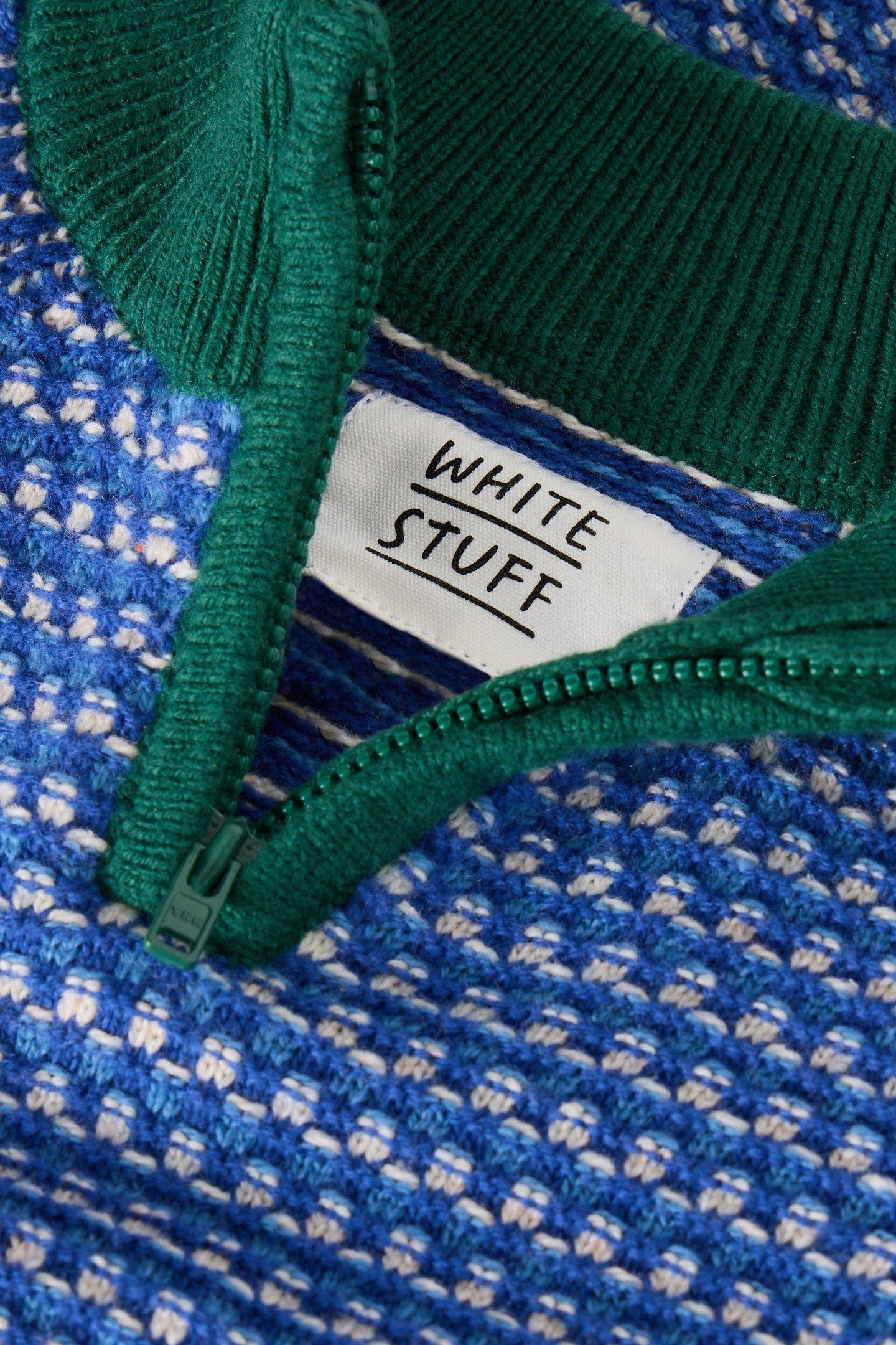 TUCK STITCH FUNNEL JUMPER BRIGHT BLUE 2