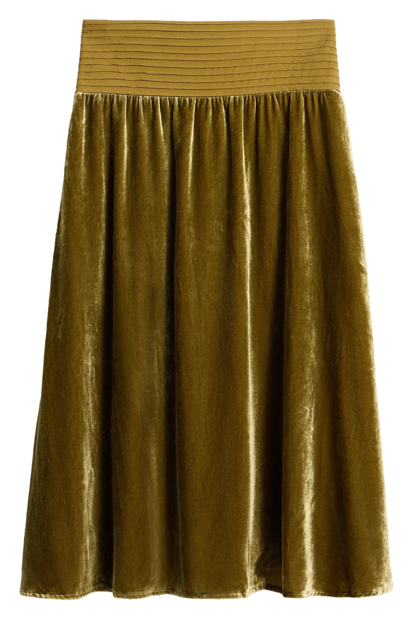 MAEVA VELVET SKIRT KHAKI GREEN 3